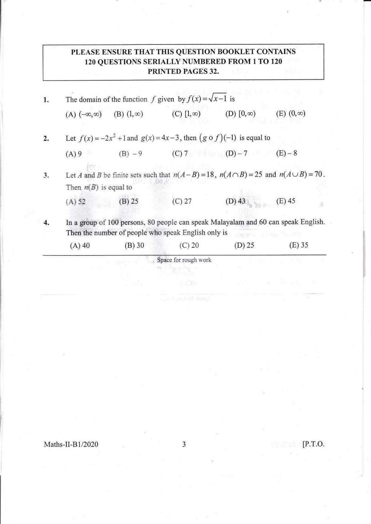 KEAM Paper II 2020 Question Paper - Page 3