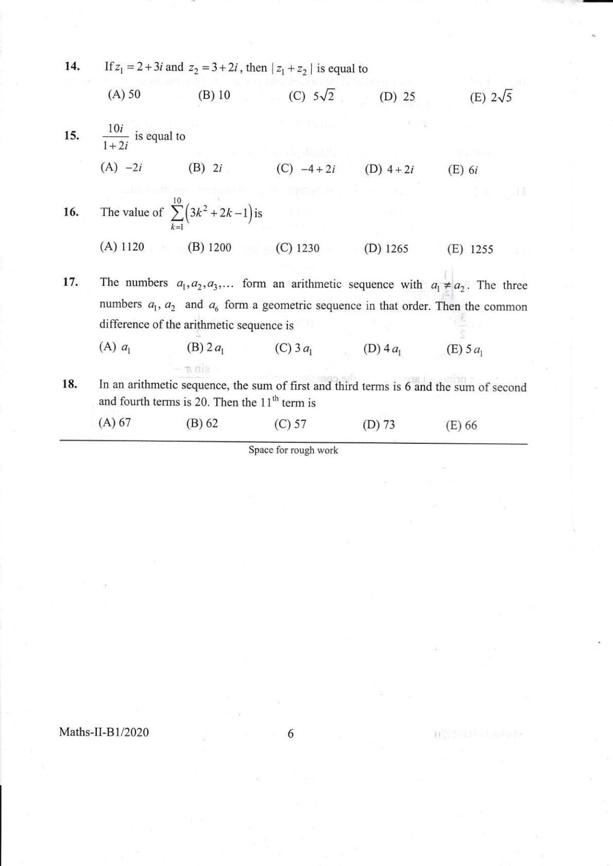 KEAM Paper II 2020 Question Paper - Page 6