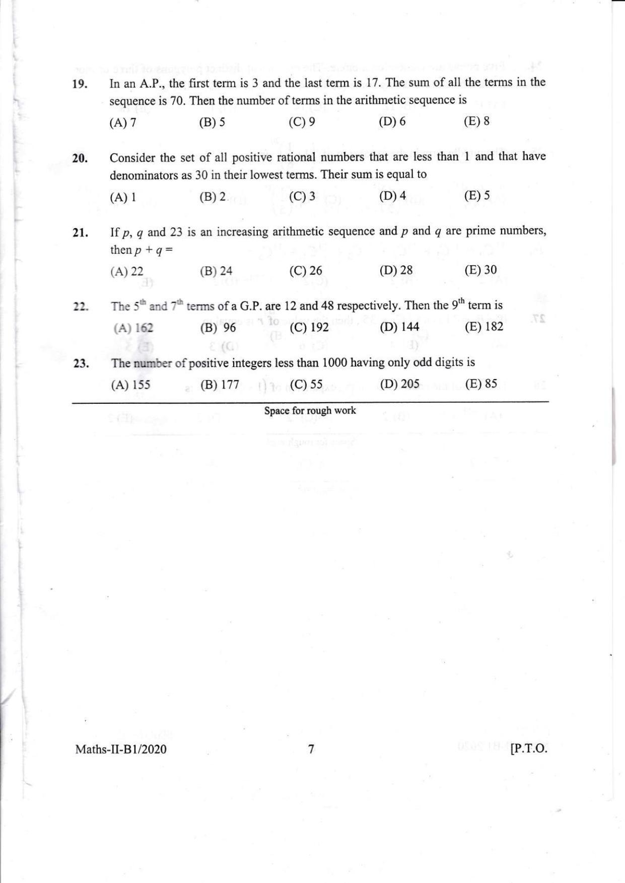 KEAM Paper II 2020 Question Paper - Page 7