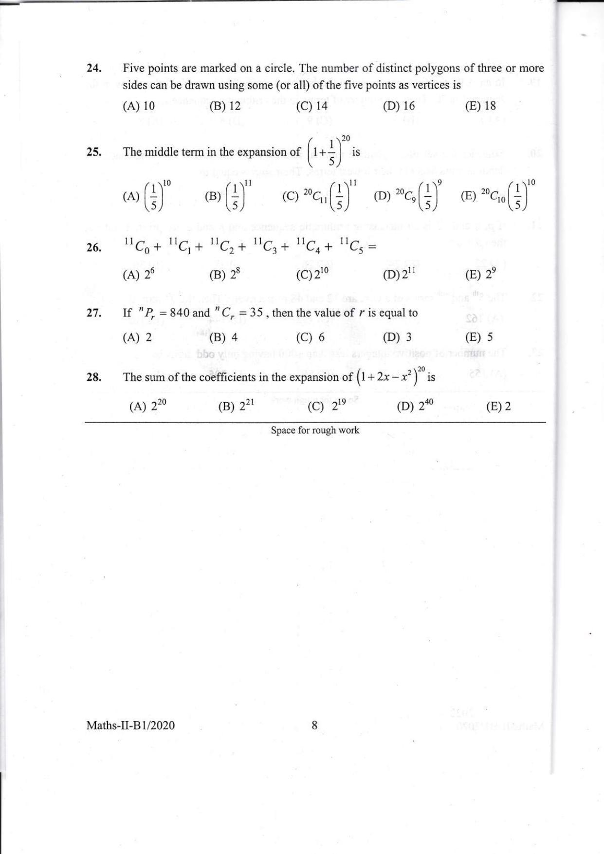 KEAM Paper II 2020 Question Paper - Page 8