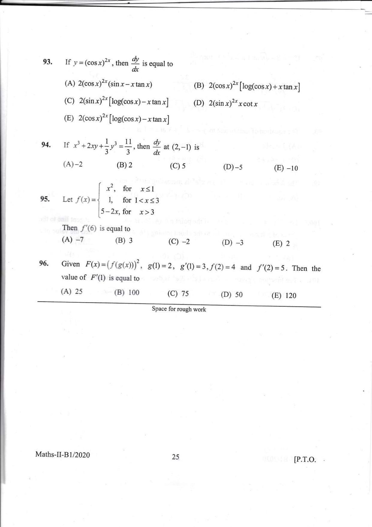 KEAM Paper II 2020 Question Paper - Page 25