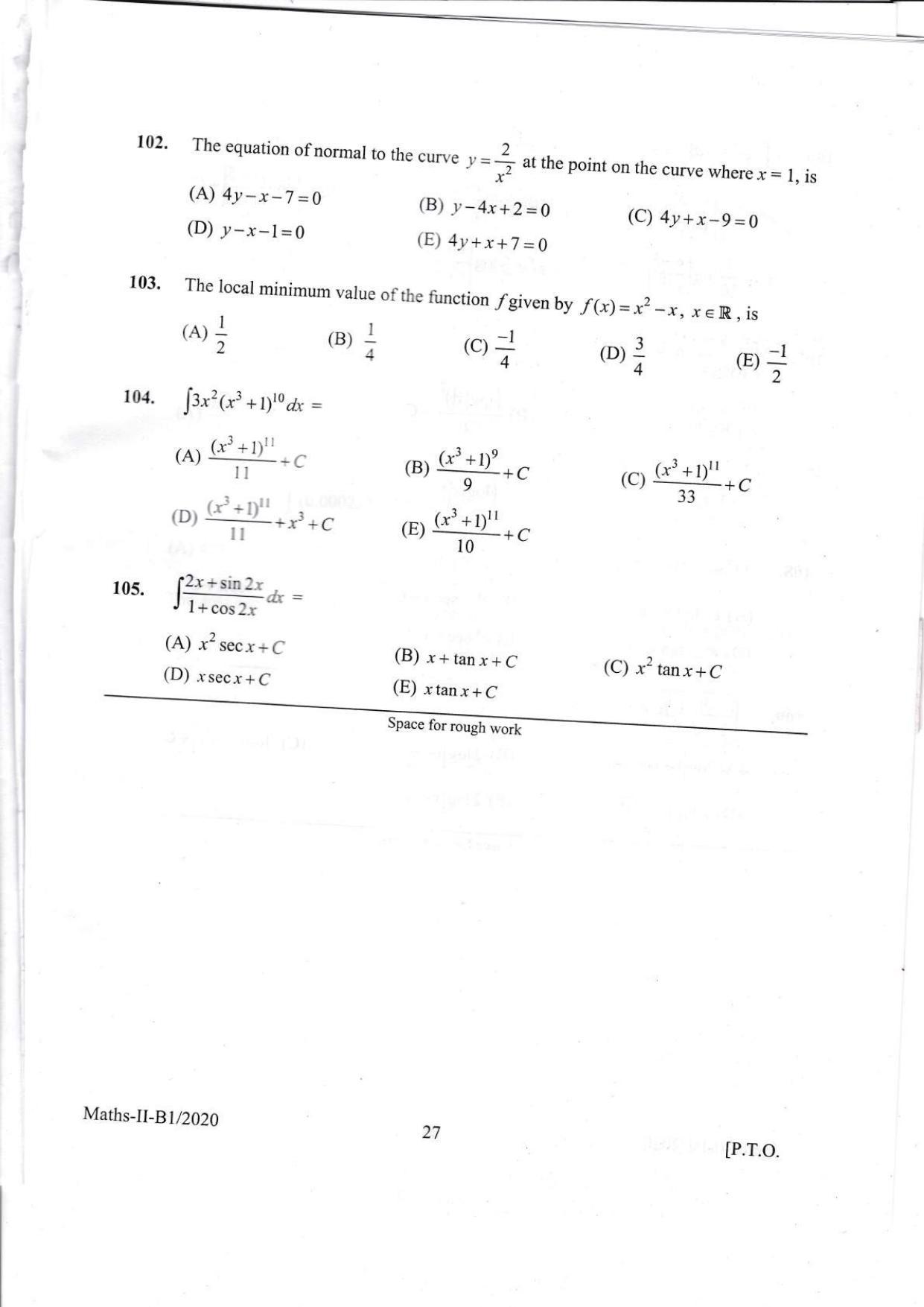 KEAM Paper II 2020 Question Paper - Page 27
