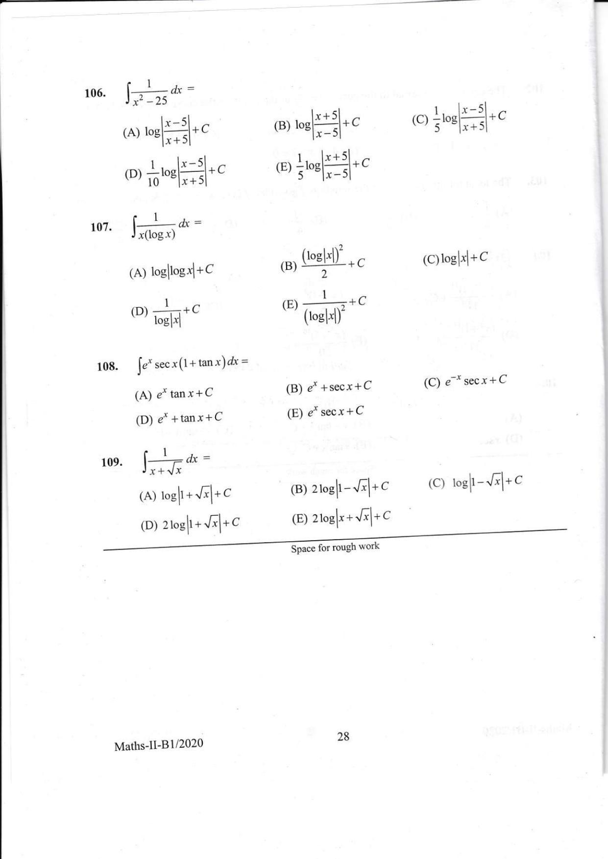 KEAM Paper II 2020 Question Paper - Page 28