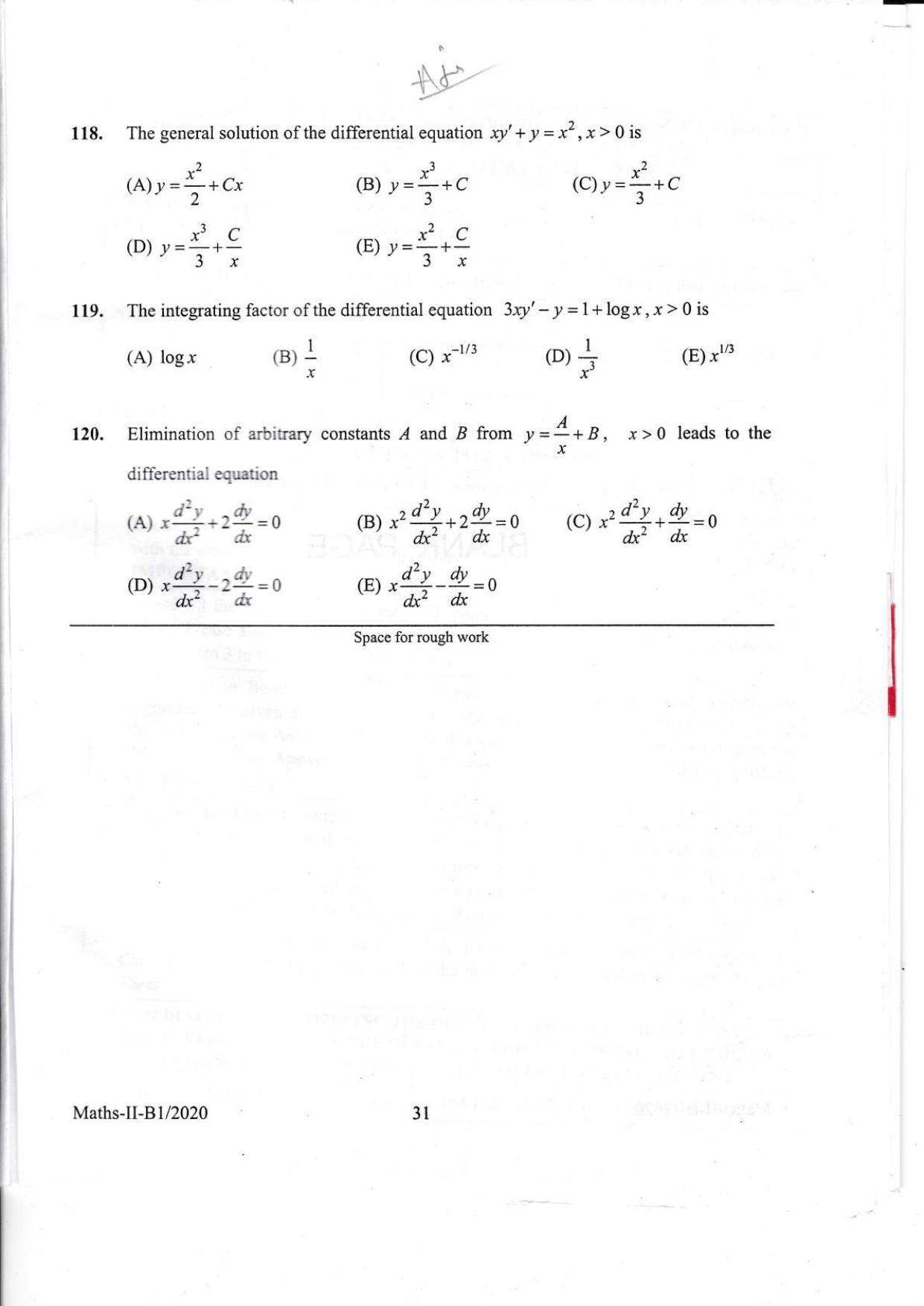KEAM Paper II 2020 Question Paper - Page 31