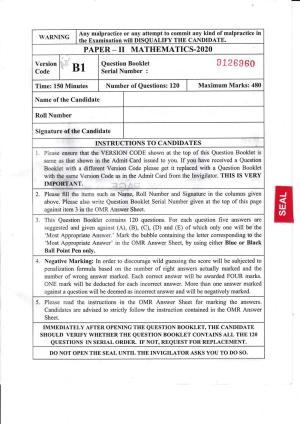 KEAM Paper II 2020 Question Paper