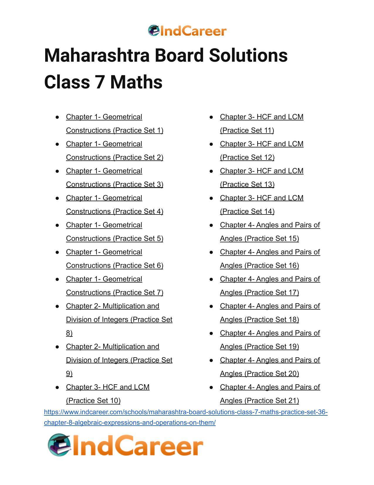 Maharashtra Board Solutions Class 7-Maths (Practice Set 36): Chapter 8- Algebraic Expressions and Operations on them - Page 9