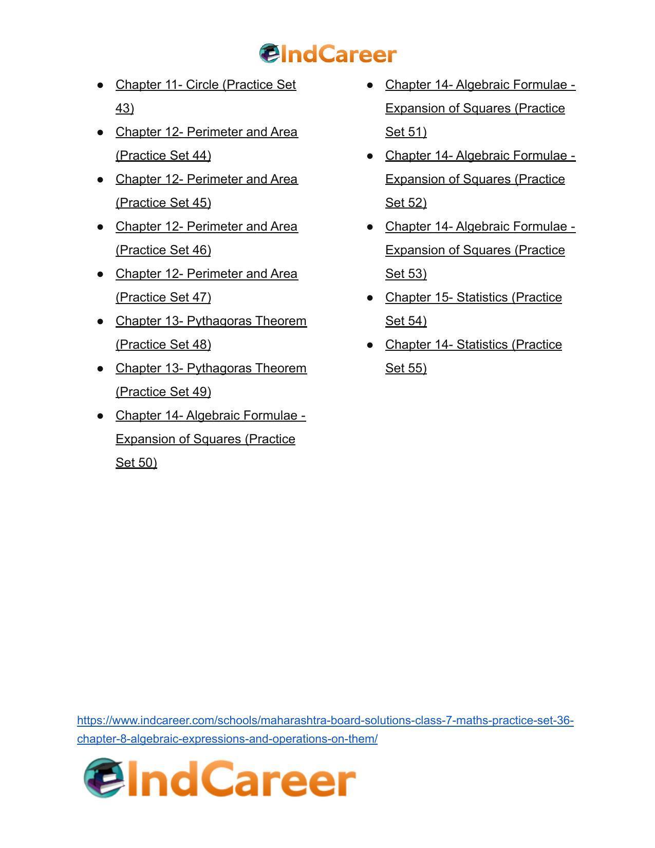 Maharashtra Board Solutions Class 7-Maths (Practice Set 36): Chapter 8- Algebraic Expressions and Operations on them - Page 11