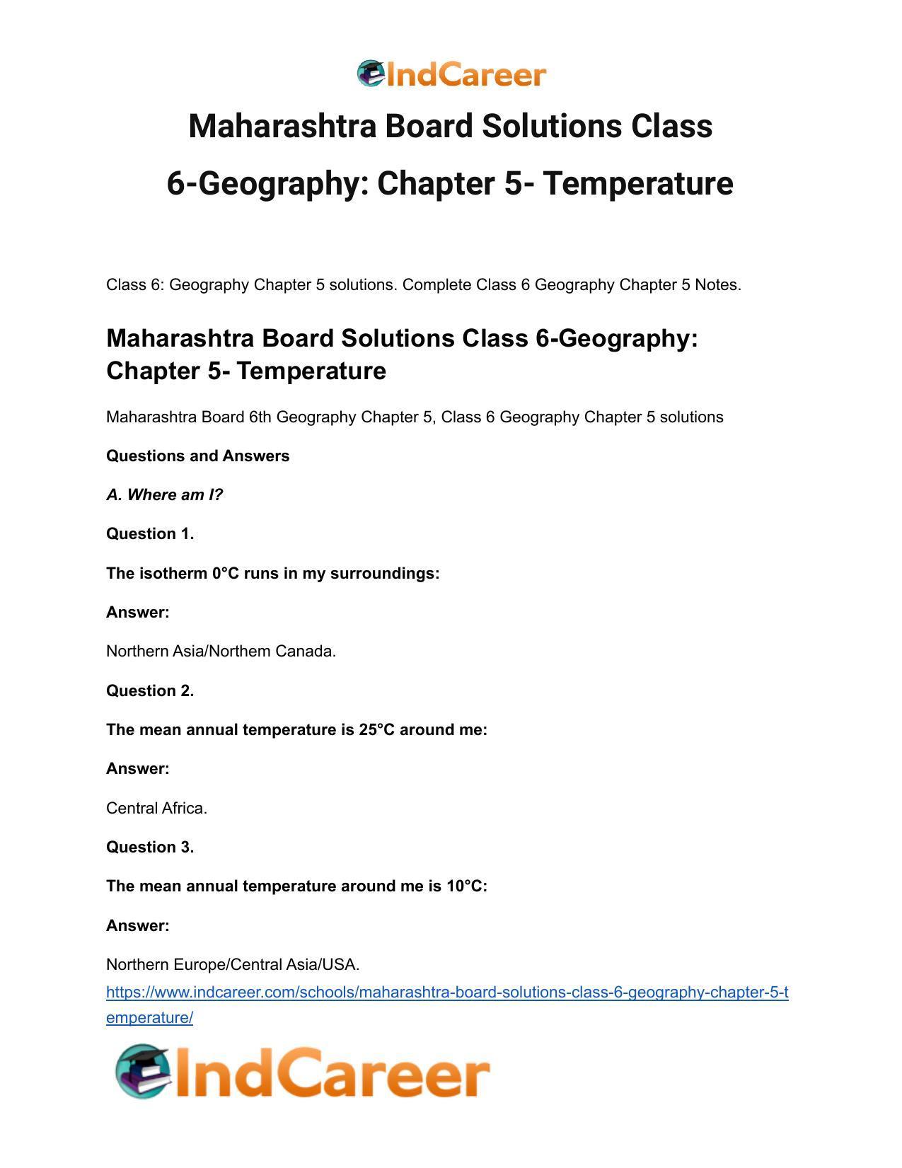 Maharashtra Board Solutions Class 6-Geography: Chapter 5- Temperature - Page 2