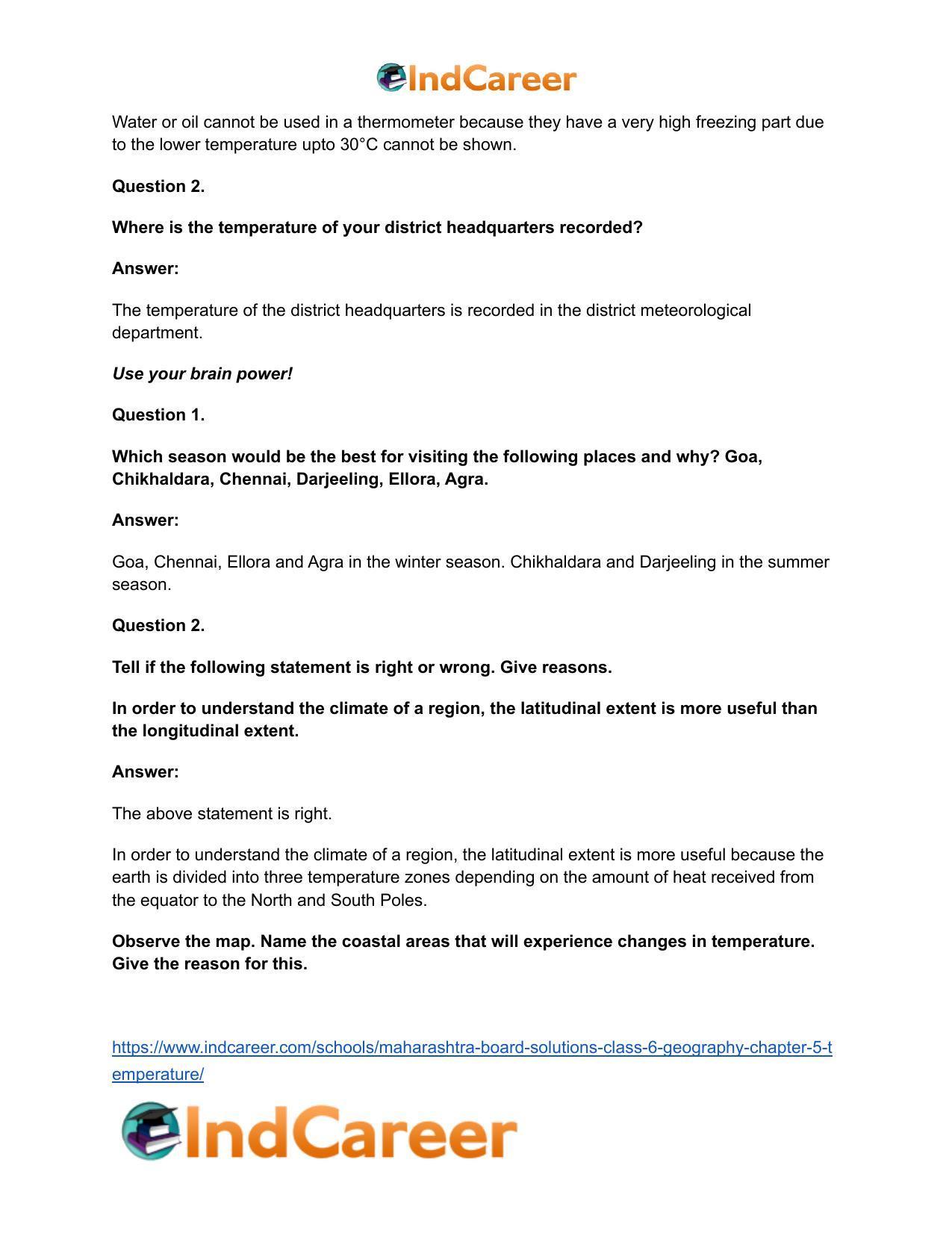 Maharashtra Board Solutions Class 6-Geography: Chapter 5- Temperature - Page 9