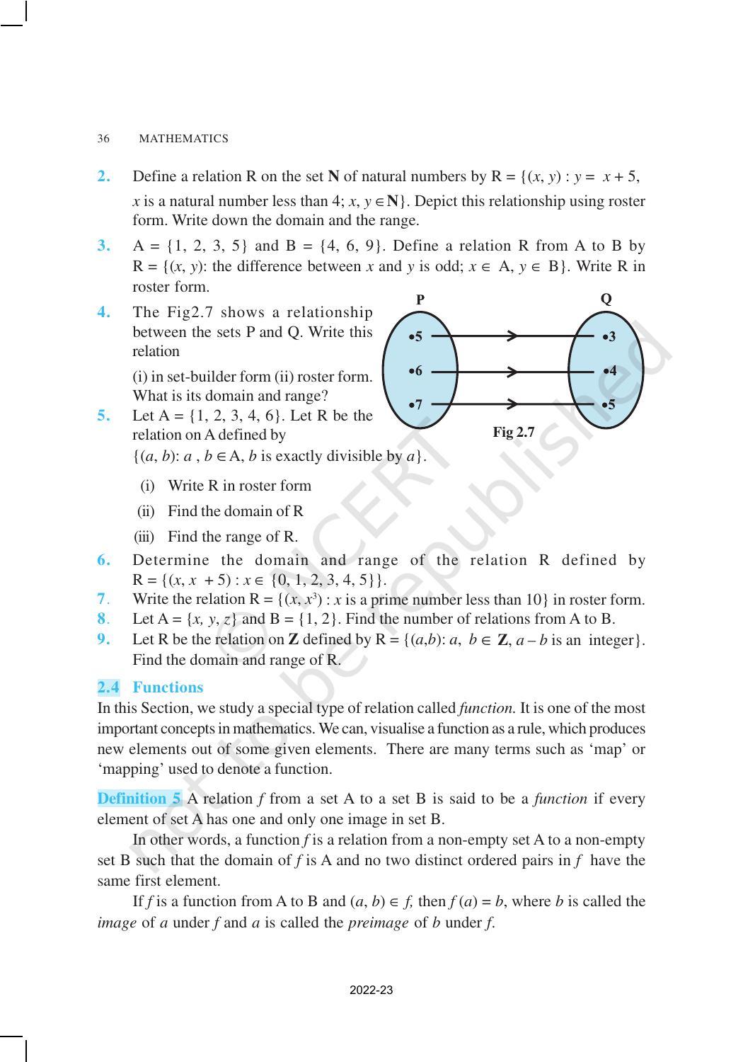 NCERT Book for Class 11 Maths Chapter 2 Relations and Functions - Page 7