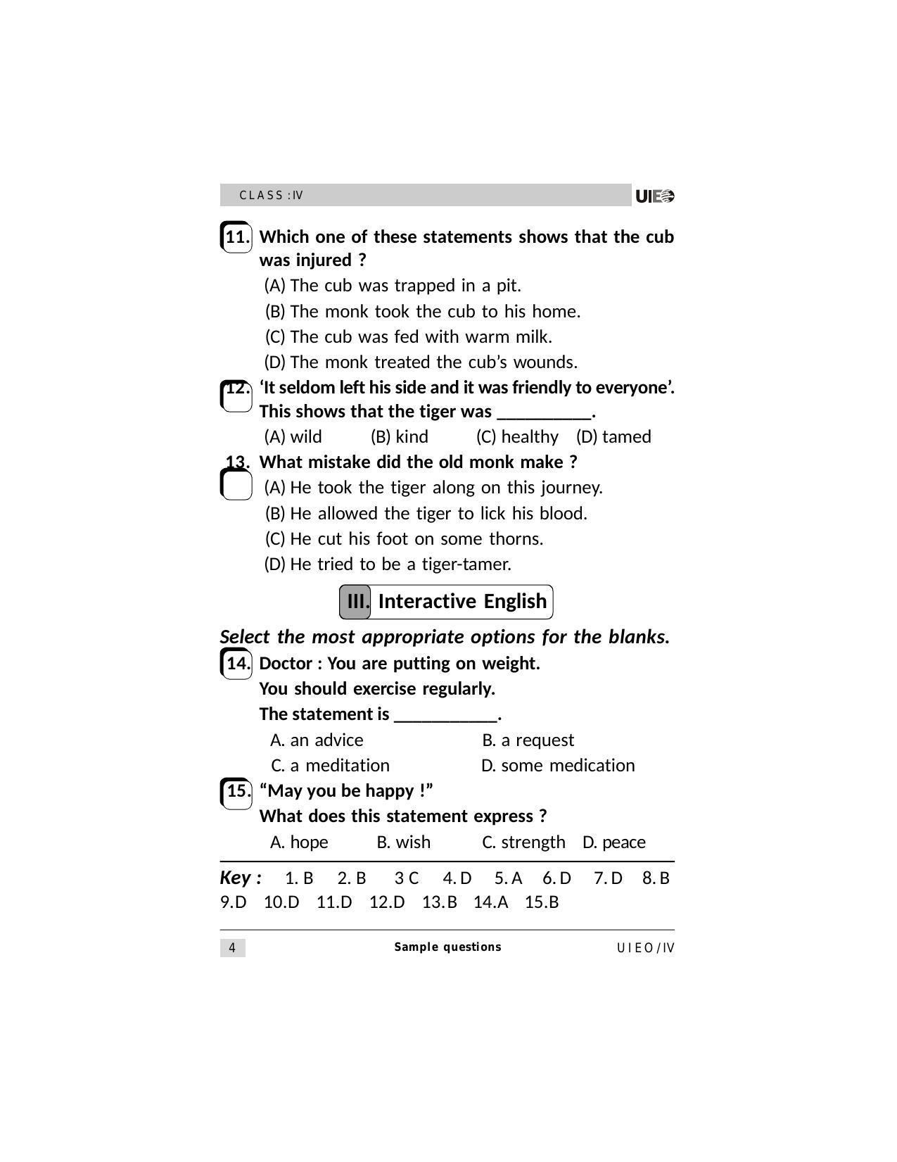 UIEO Sample Paper for Class 4 - Page 4