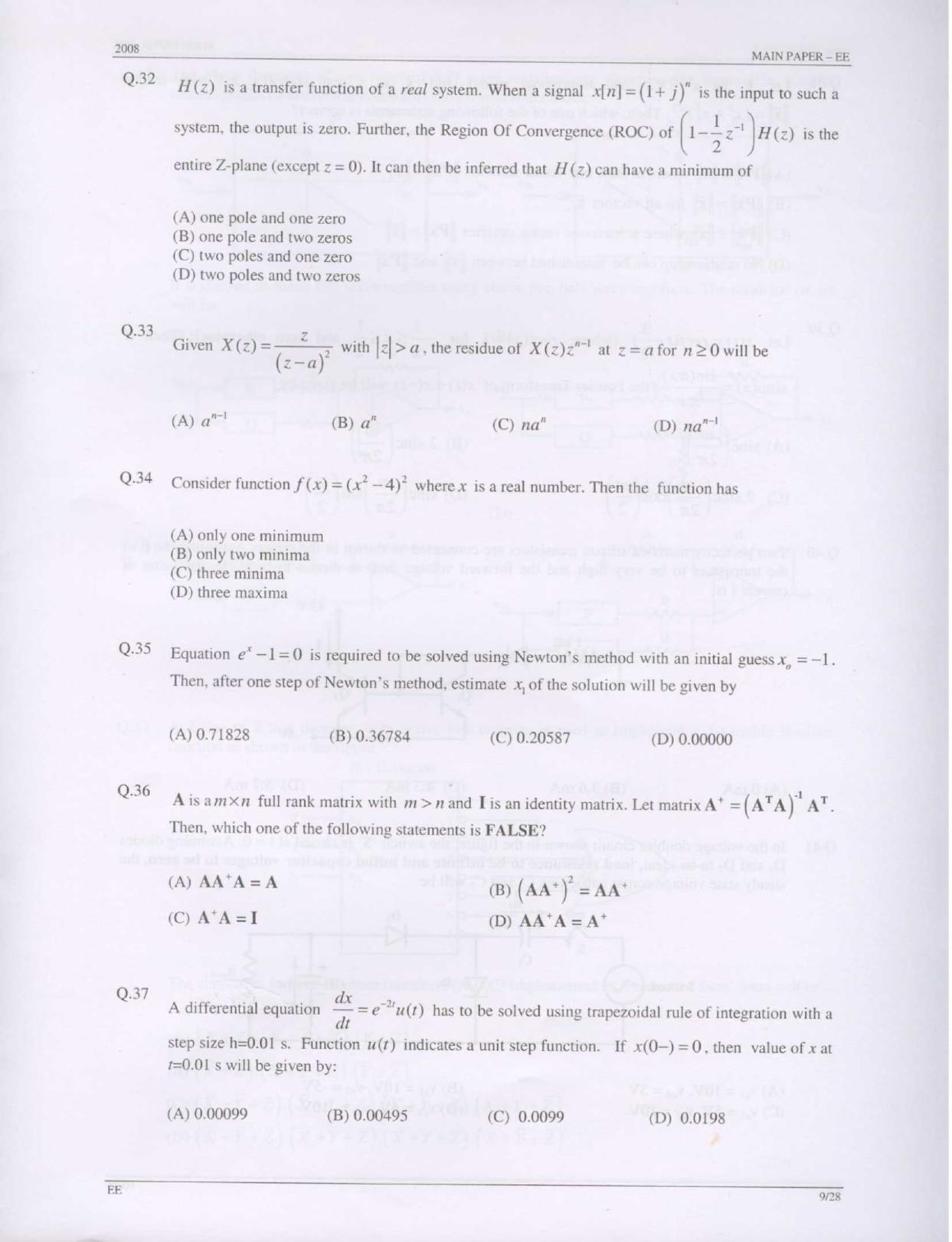 GATE 2008 Electrical Engineering (EE) Question Paper with Answer Key - Page 9