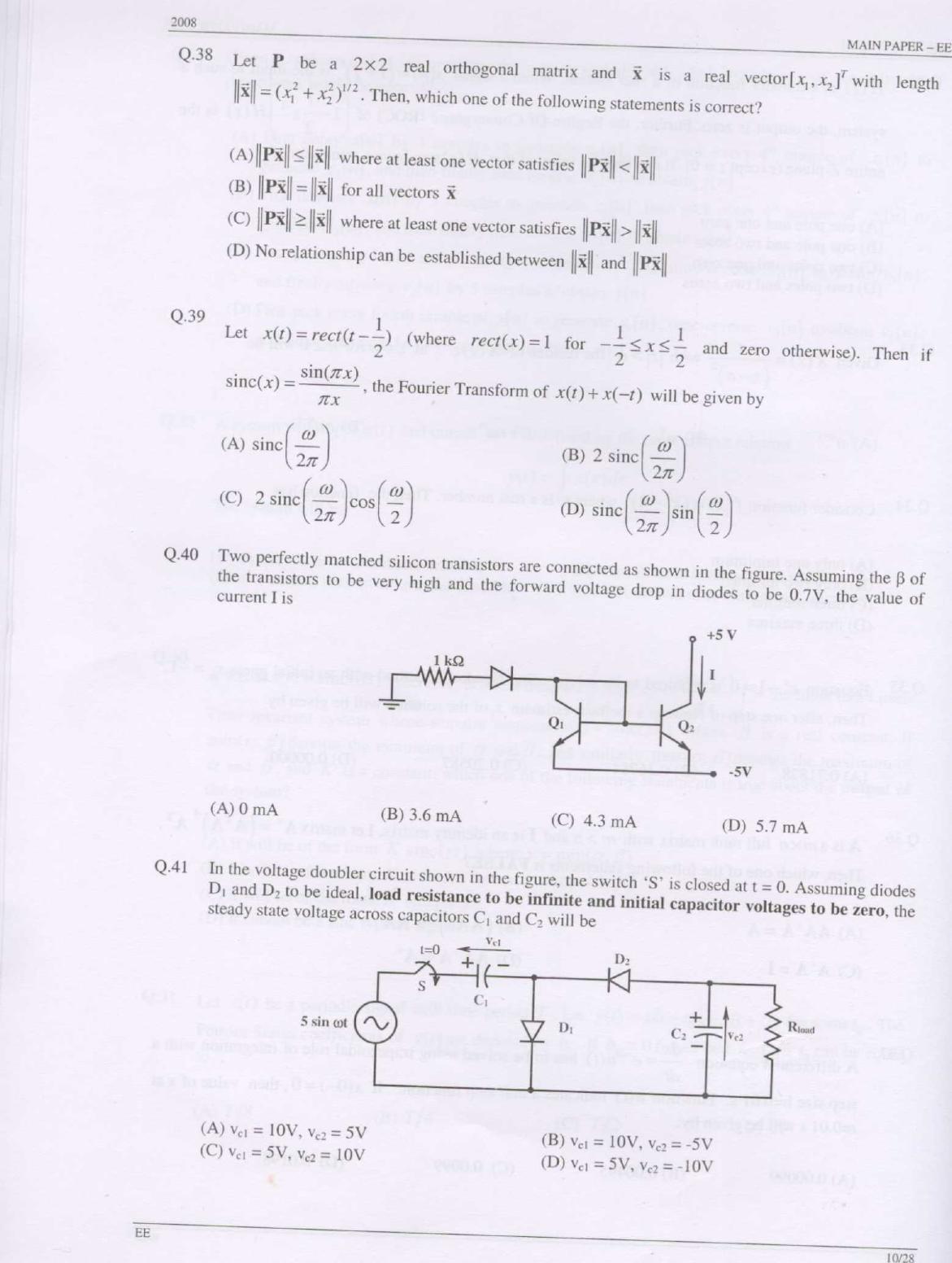 GATE 2008 Electrical Engineering (EE) Question Paper with Answer Key - Page 10