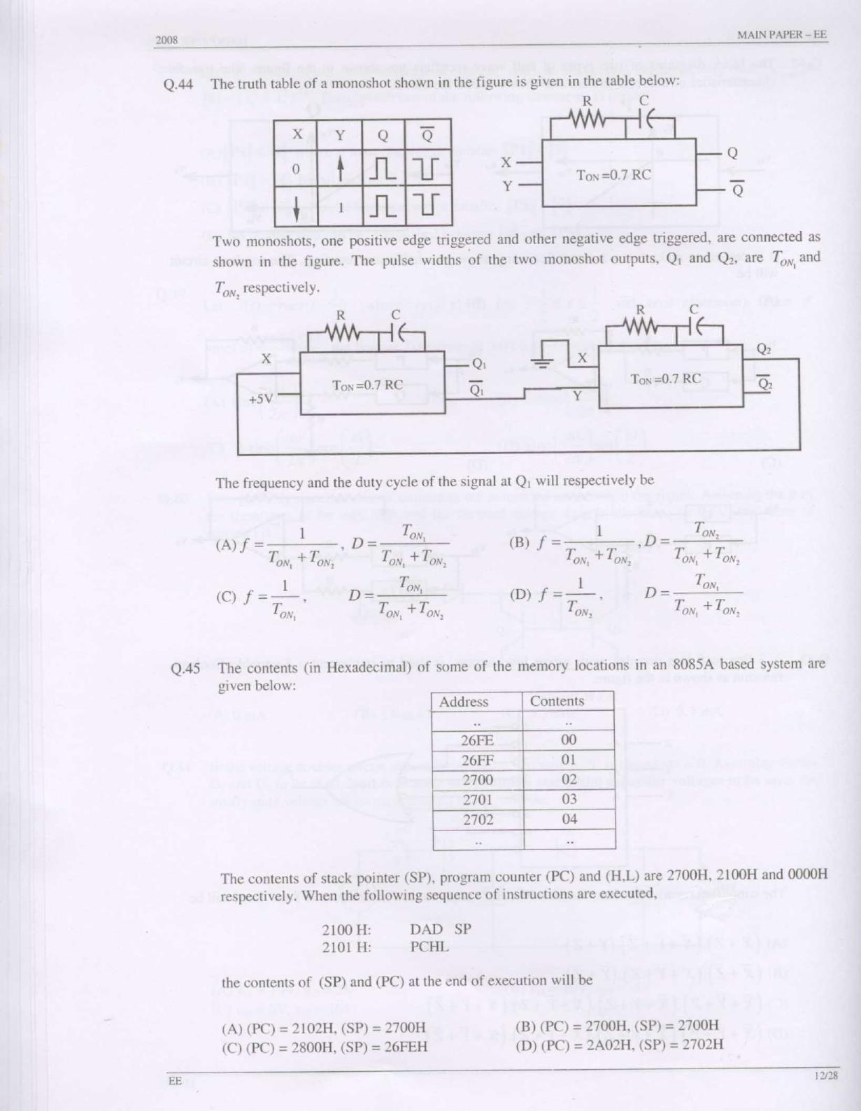 GATE 2008 Electrical Engineering (EE) Question Paper with Answer Key - Page 12