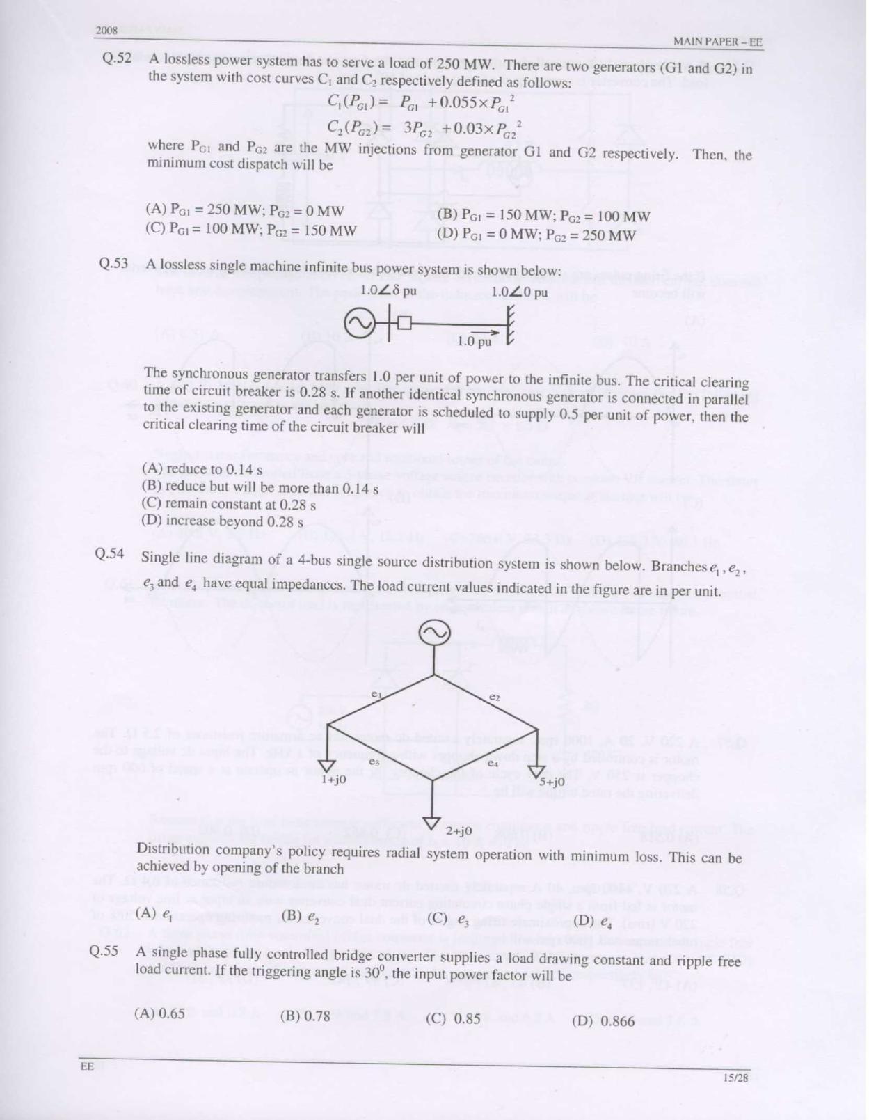 GATE 2008 Electrical Engineering (EE) Question Paper with Answer Key - Page 15
