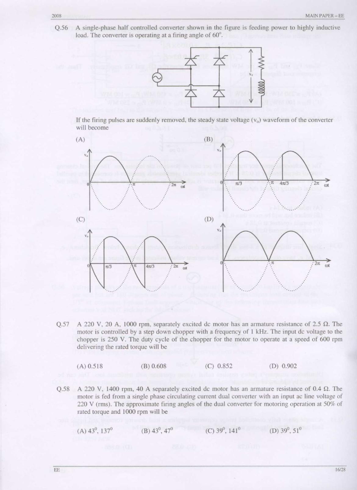 GATE 2008 Electrical Engineering (EE) Question Paper with Answer Key - Page 16