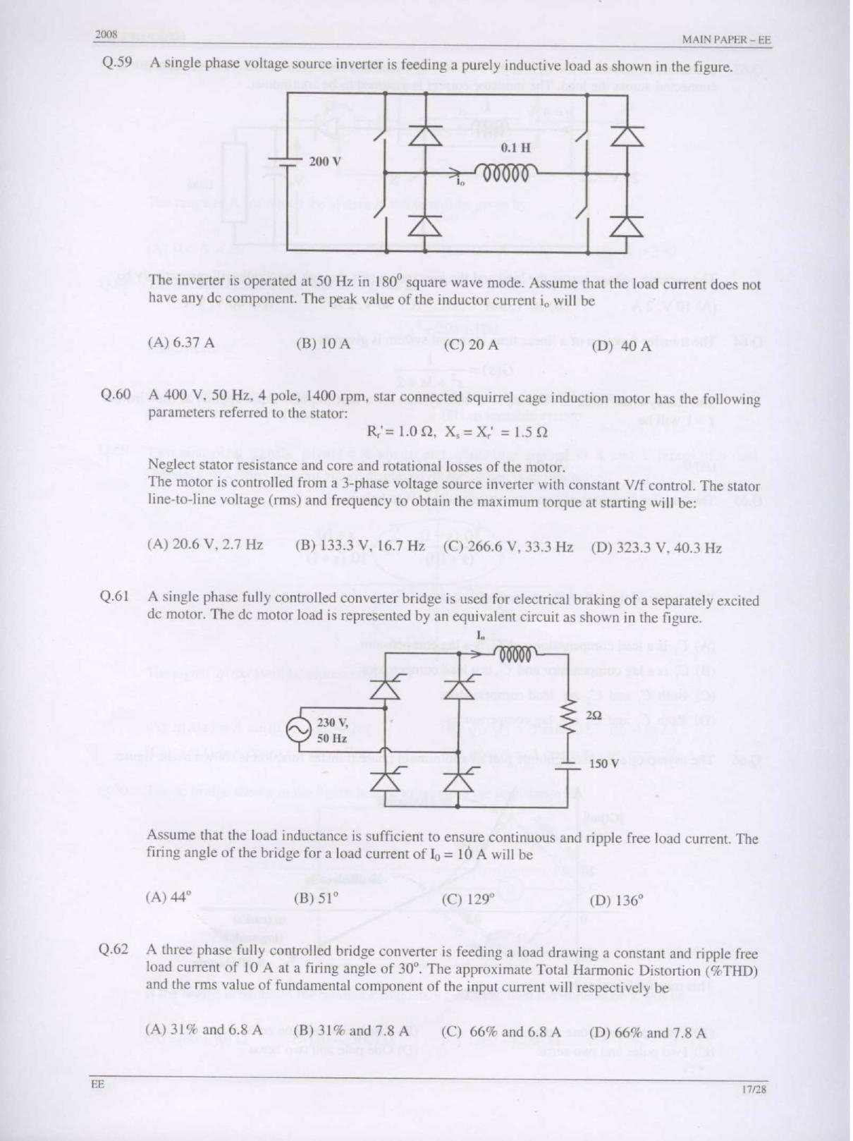 GATE 2008 Electrical Engineering (EE) Question Paper with Answer Key - Page 17