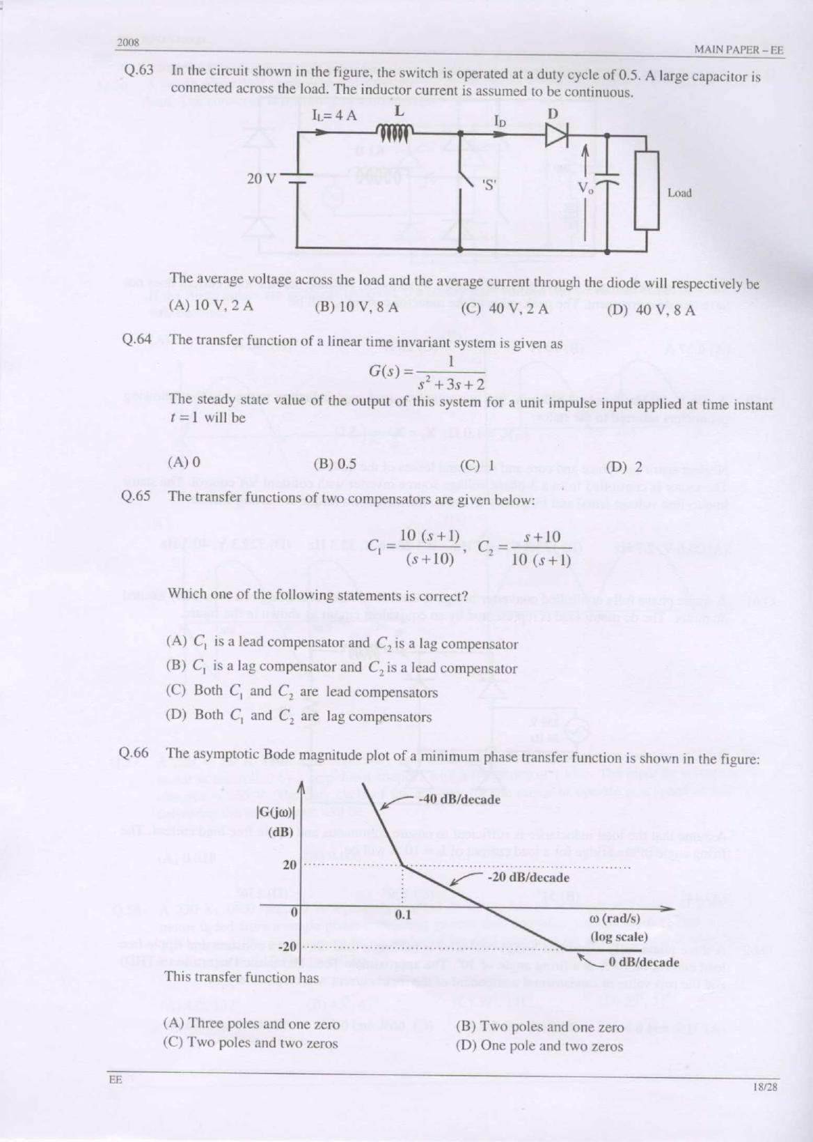 GATE 2008 Electrical Engineering (EE) Question Paper with Answer Key - Page 18