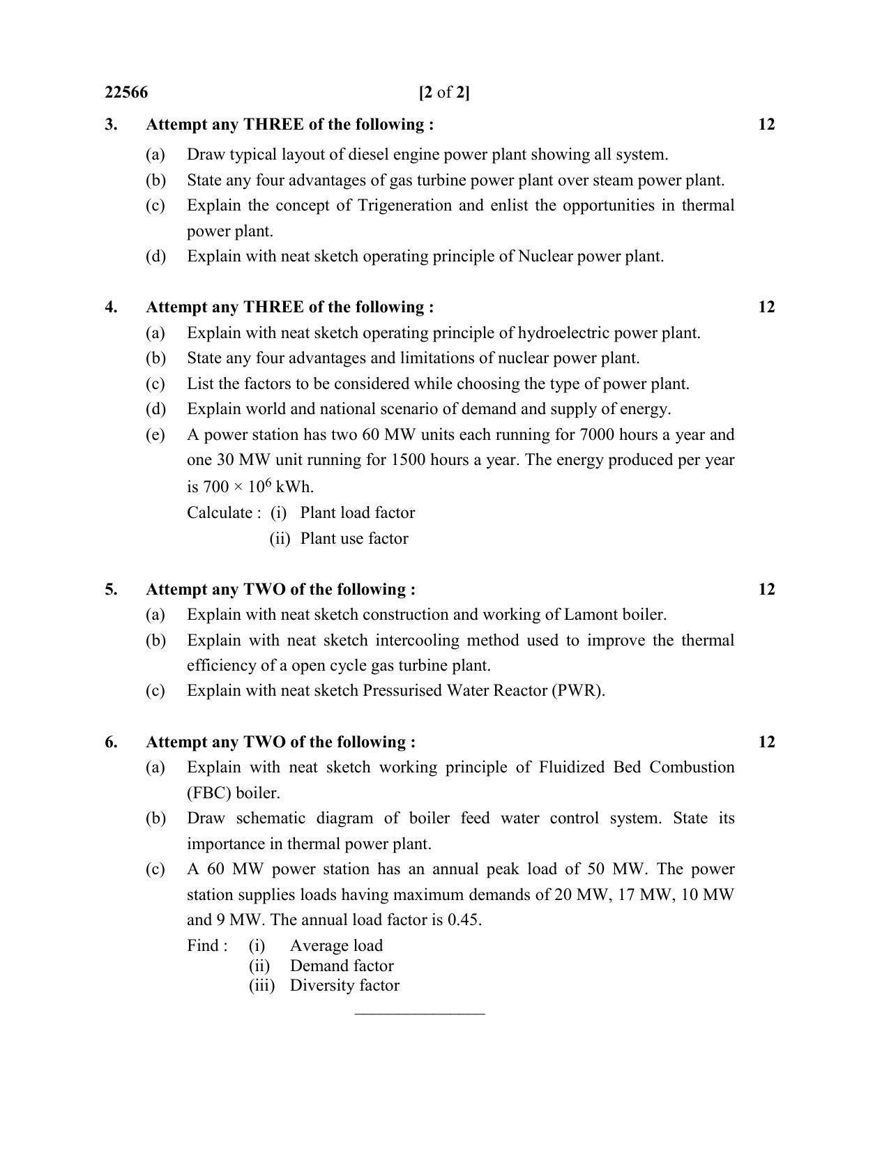 MSBTE Question Paper - 2019 - Power Plant Engineering (Elective) - Page 2