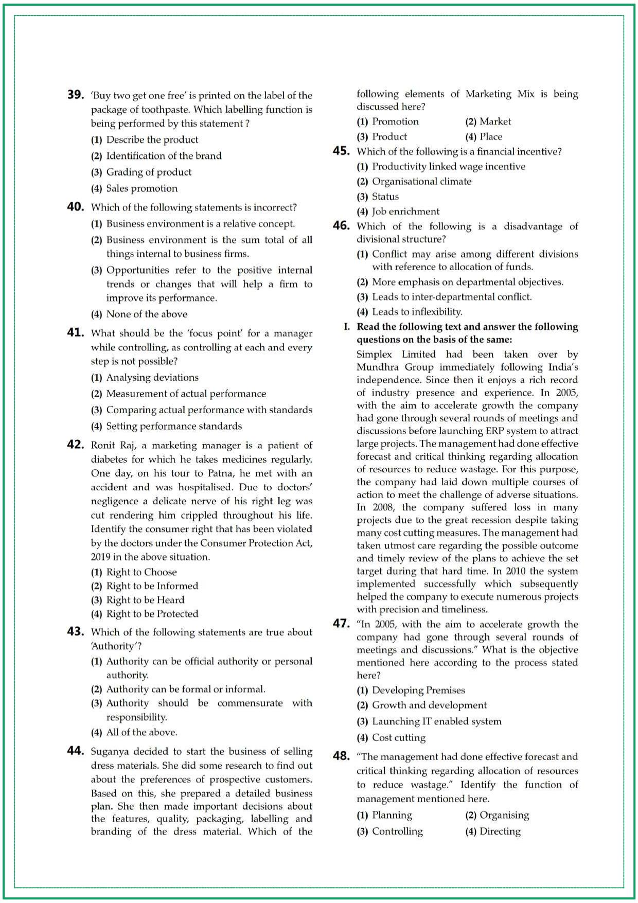 CUET UG Business Studies Sample Paper 3 - Page 4