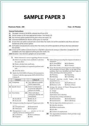 CUET UG Business Studies Sample Paper 3