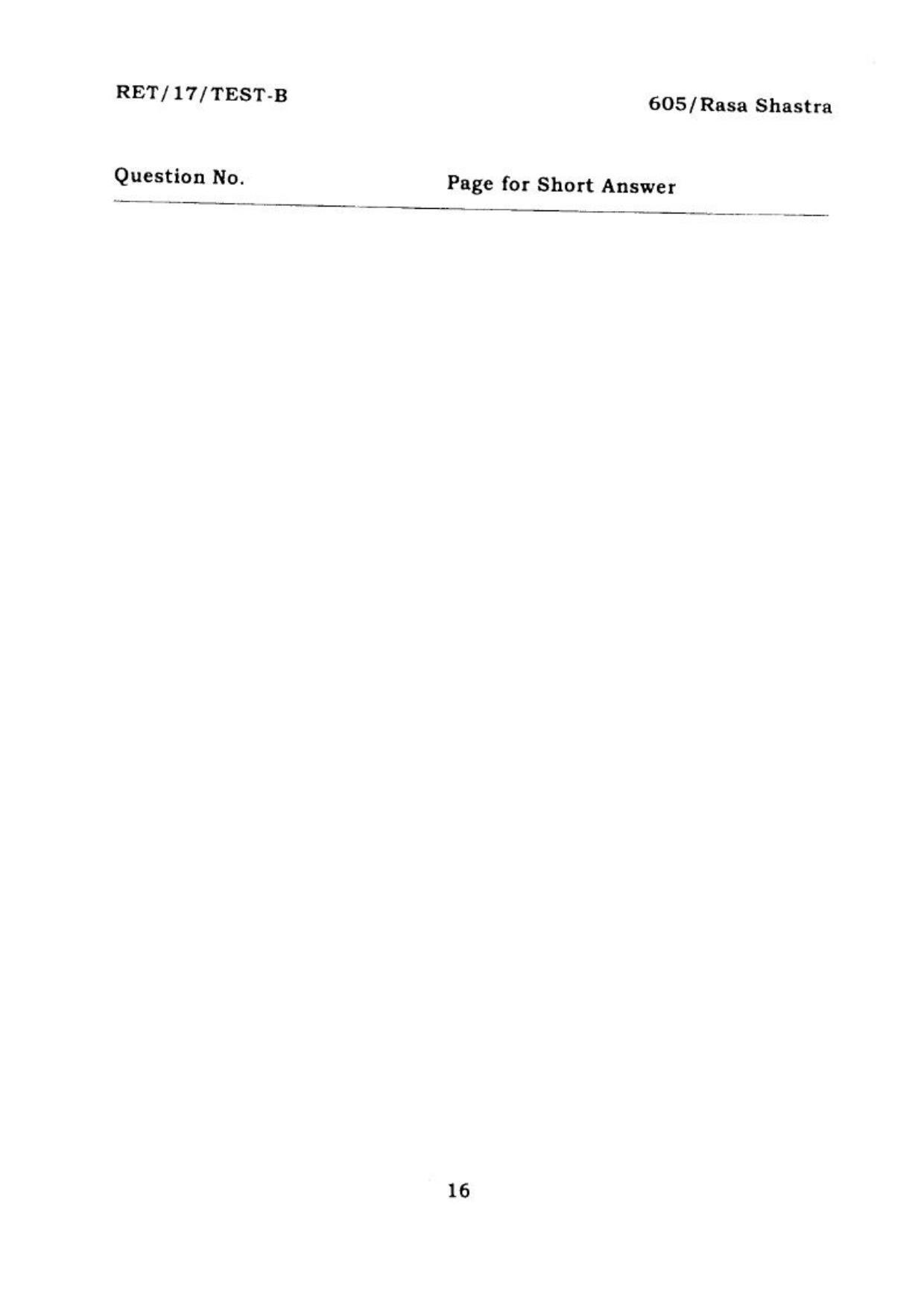 BHU RET RASA SHASTRA 2017 Question Paper - Page 16