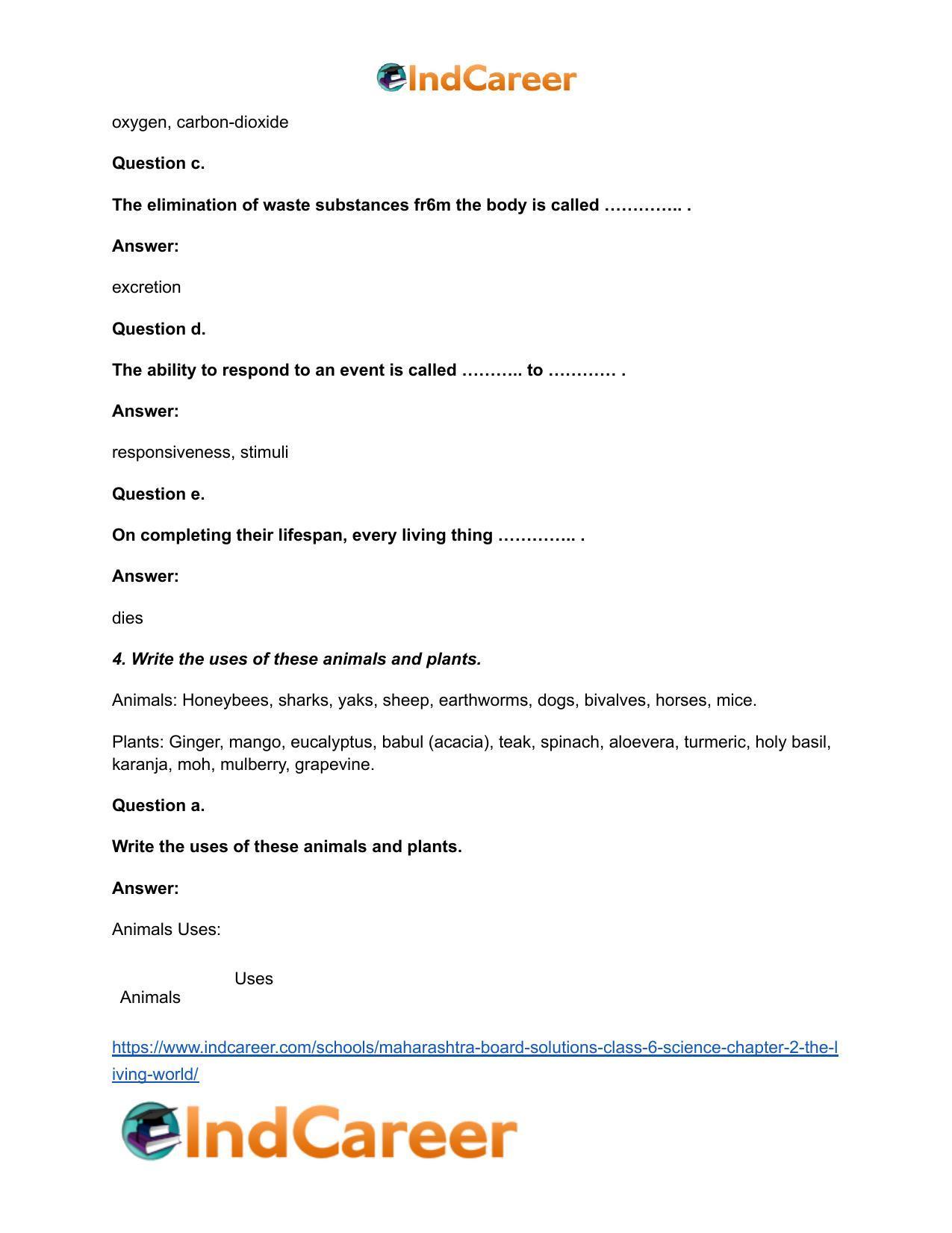Maharashtra Board Solutions Class 6-Science: Chapter 2- The Living World - Page 6