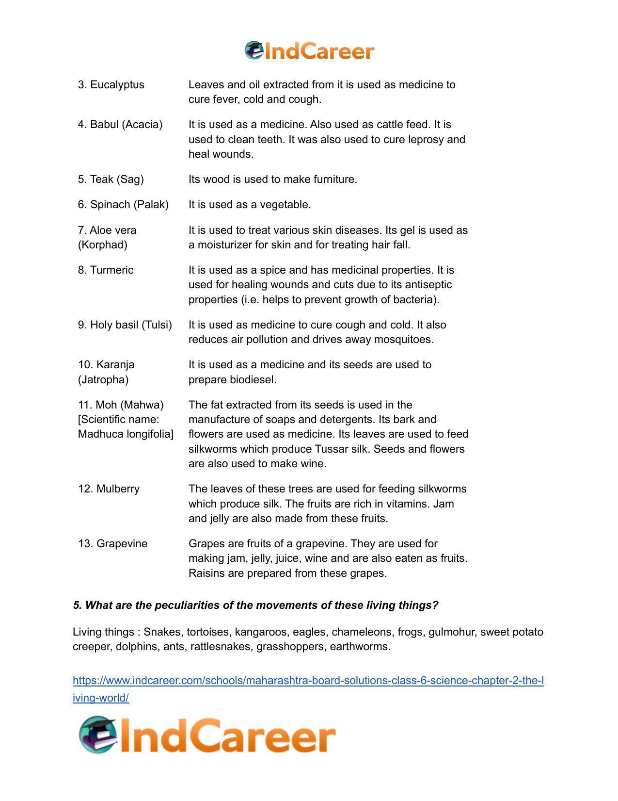 Maharashtra Board Solutions Class 6-Science: Chapter 2- The Living World - Page 8
