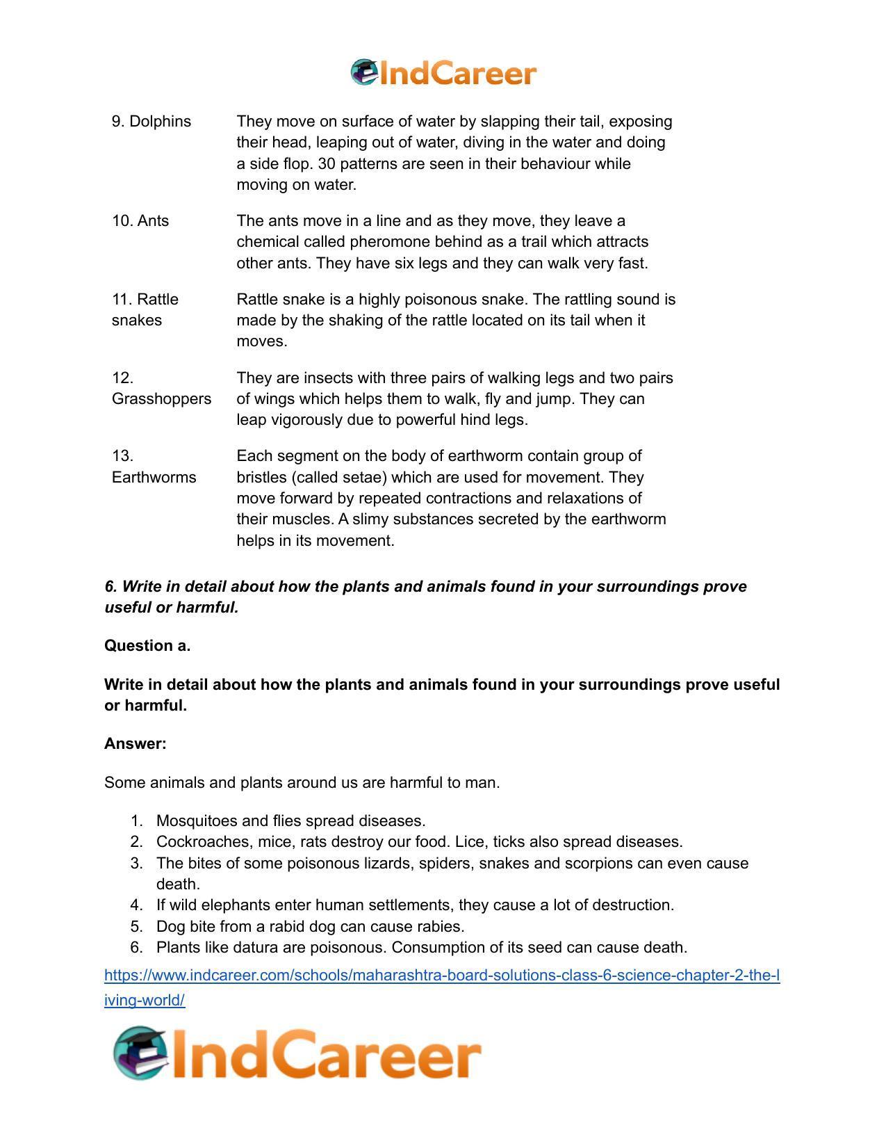 Maharashtra Board Solutions Class 6-Science: Chapter 2- The Living World - Page 10