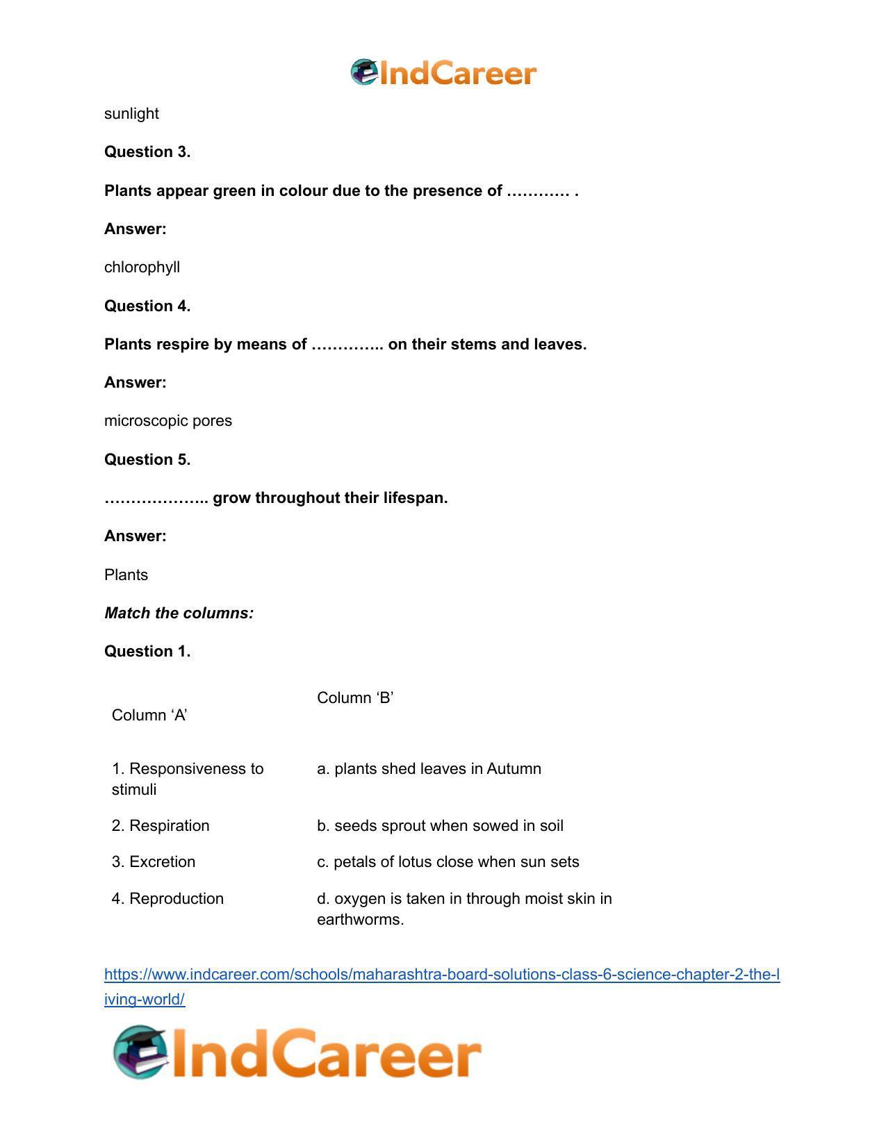 Maharashtra Board Solutions Class 6-Science: Chapter 2- The Living World - Page 12