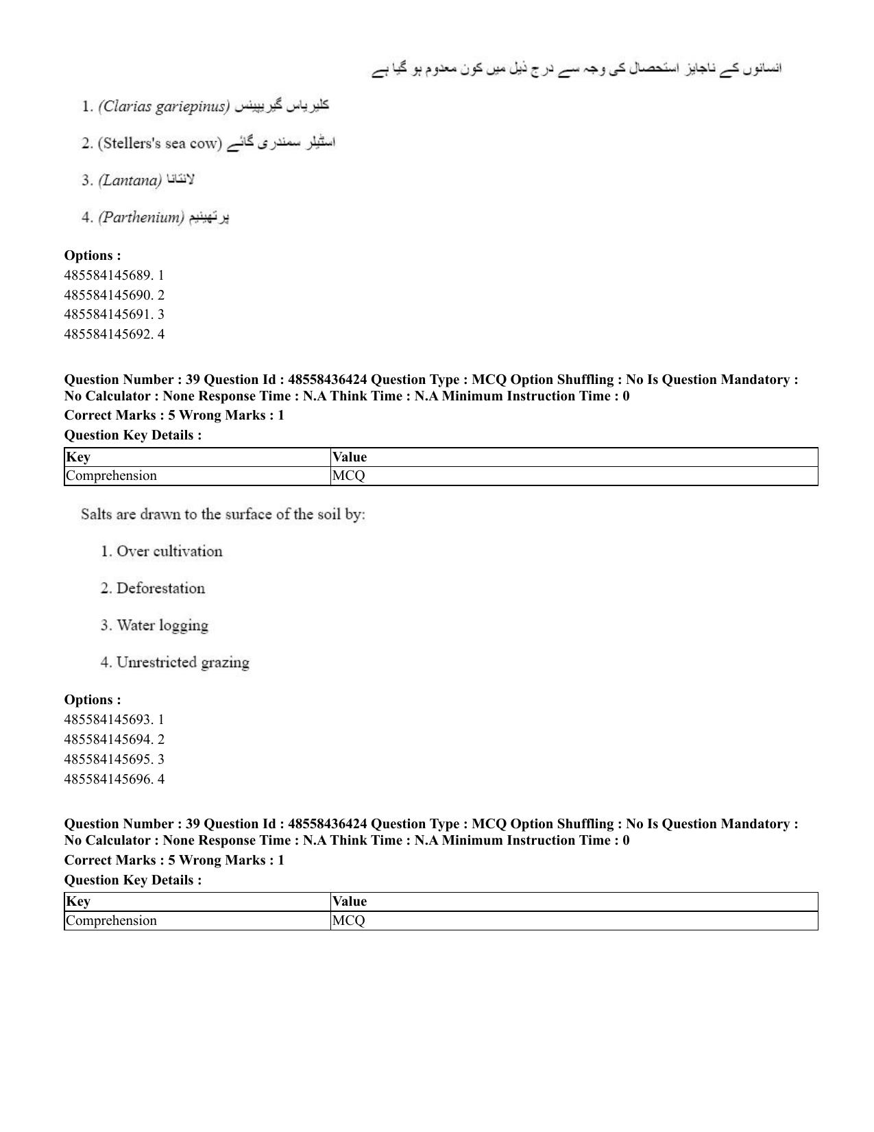 CUET 2023 English Urdu Shift 3 Question Papers - 22 June 2023 - Page 43