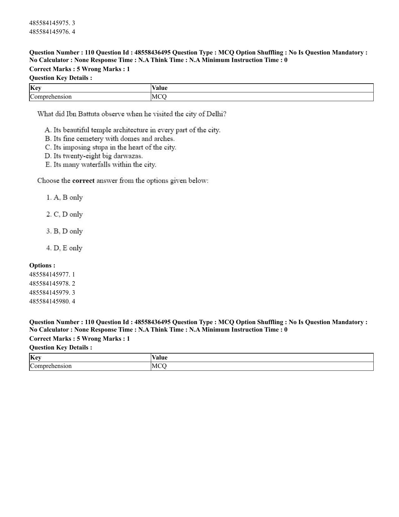 CUET 2023 English Urdu Shift 3 Question Papers - 22 June 2023 - Page 136