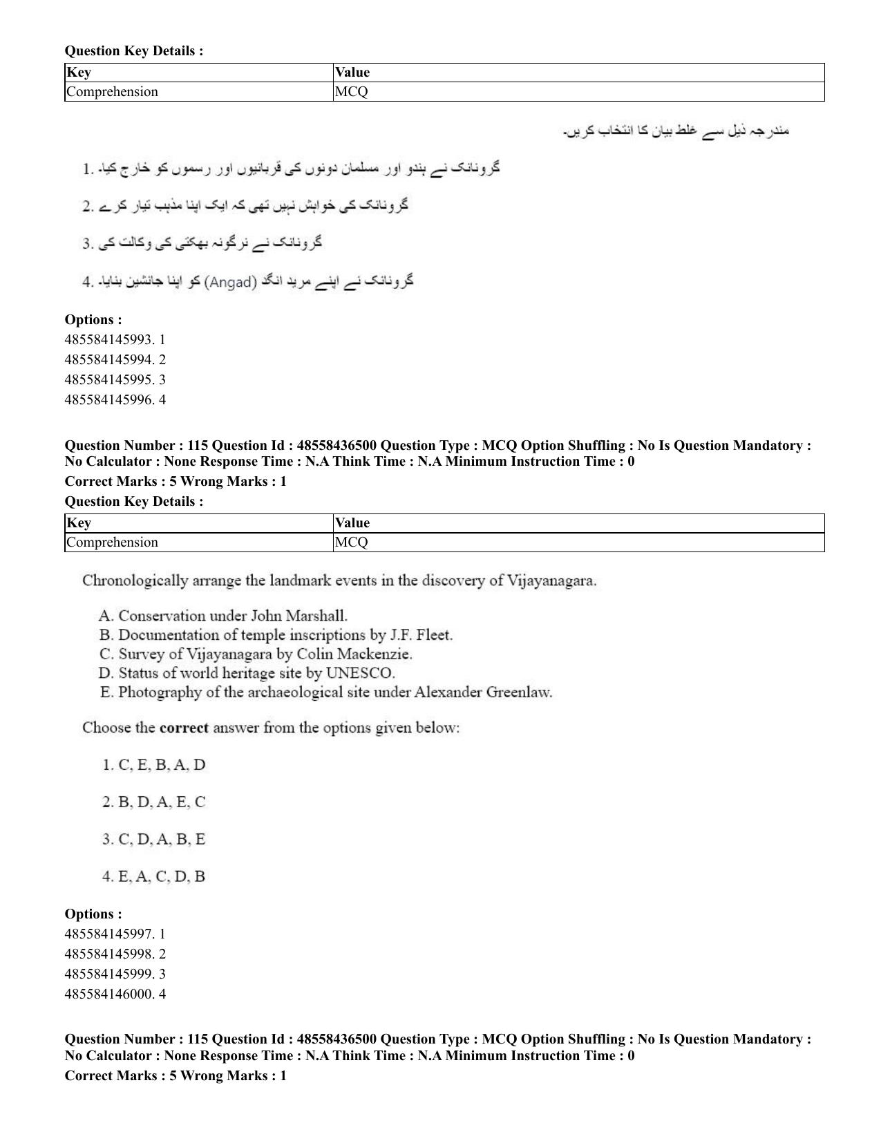 CUET 2023 English Urdu Shift 3 Question Papers - 22 June 2023 - Page 142