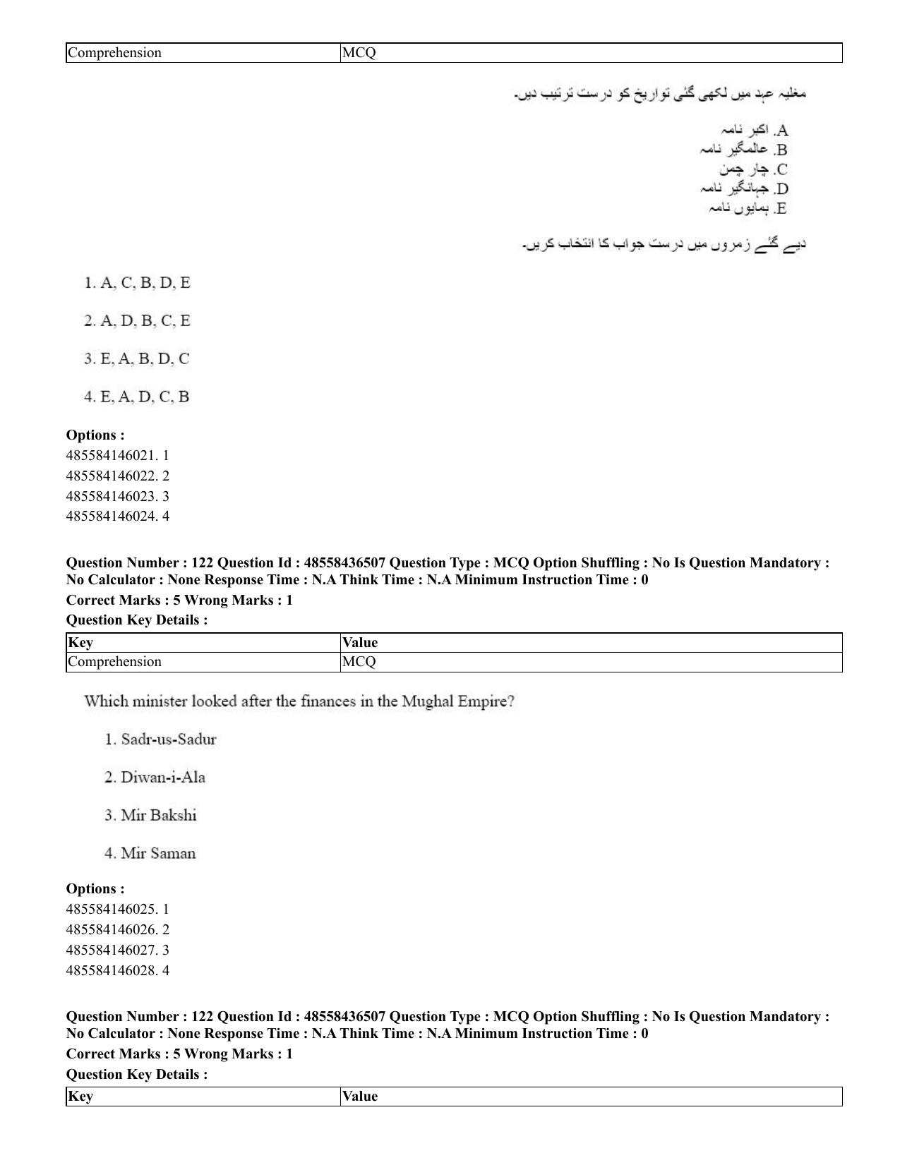 CUET 2023 English Urdu Shift 3 Question Papers - 22 June 2023 - Page 149