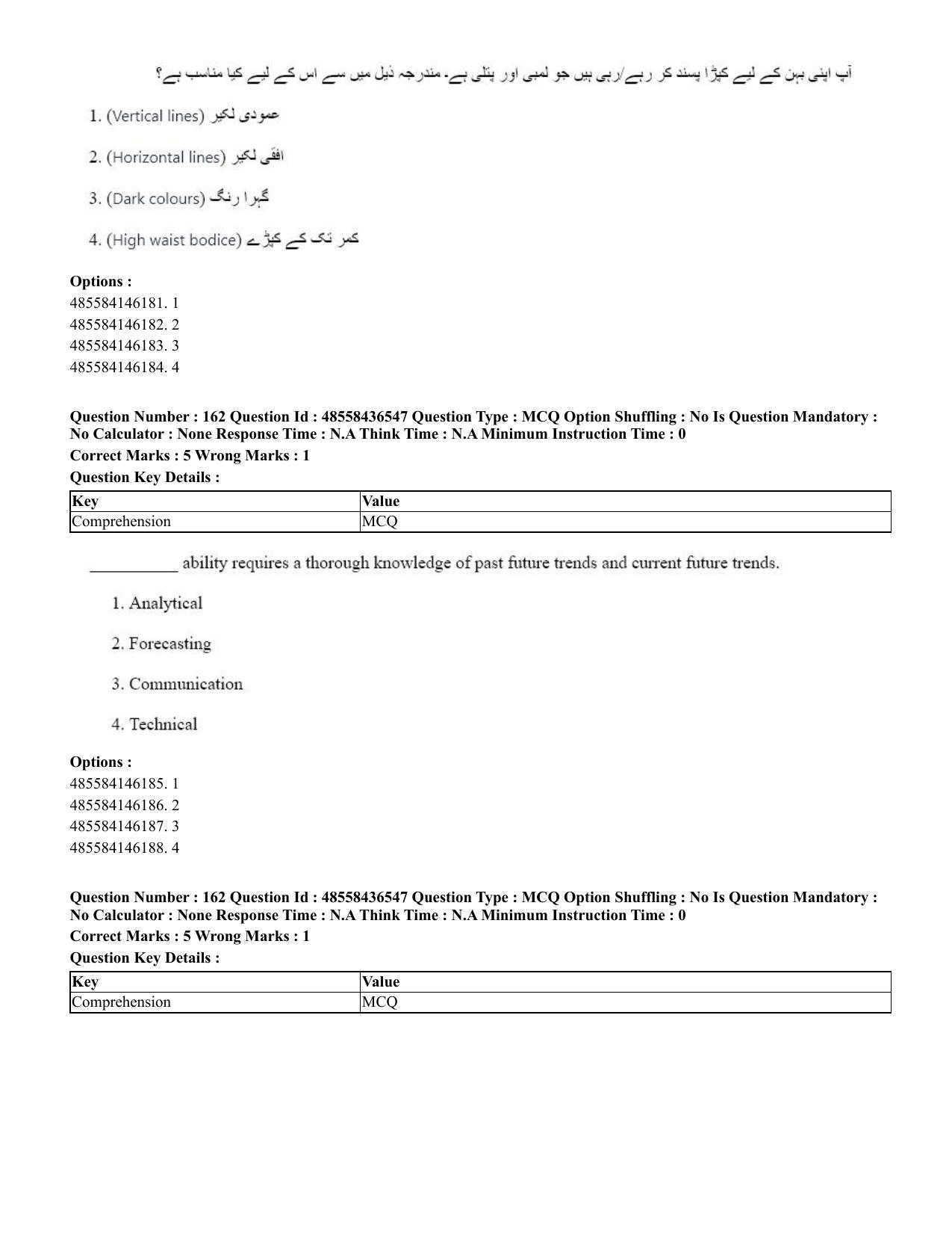 CUET 2023 English Urdu Shift 3 Question Papers - 22 June 2023 - Page 196