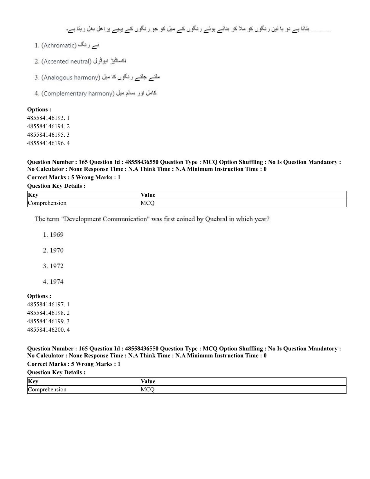 CUET 2023 English Urdu Shift 3 Question Papers - 22 June 2023 - Page 199