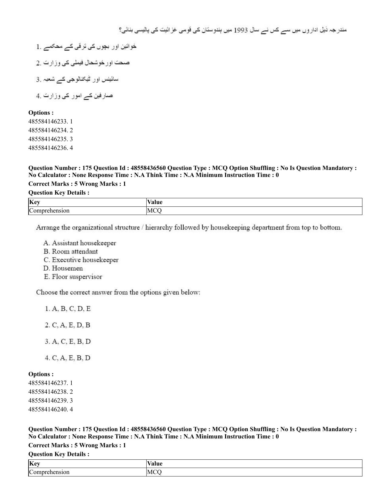 CUET 2023 English Urdu Shift 3 Question Papers - 22 June 2023 - Page 209