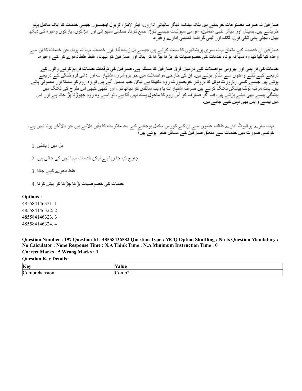 CUET 2023 English Urdu Shift 3 Question Papers - 22 June 2023 - Page 239
