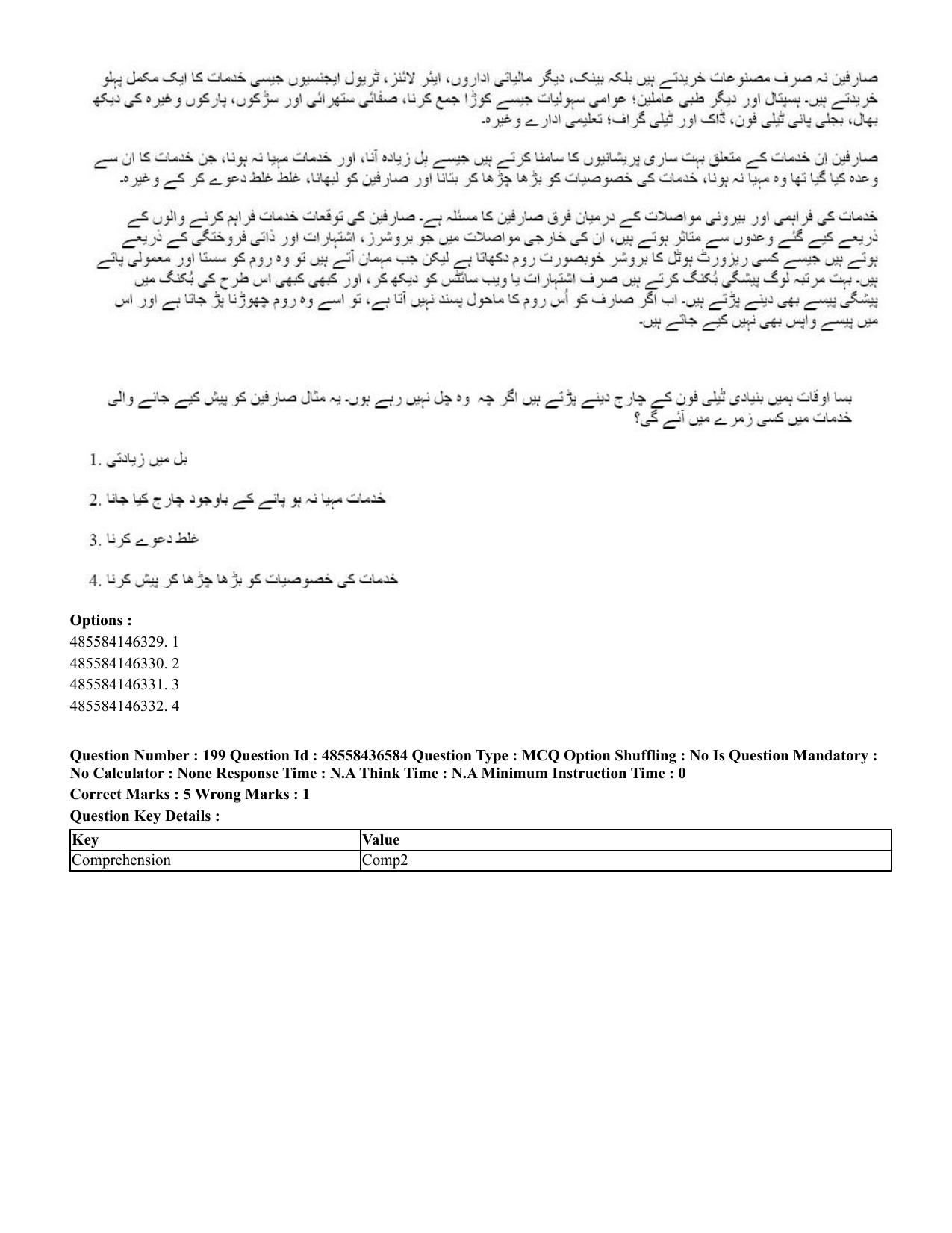 CUET 2023 English Urdu Shift 3 Question Papers - 22 June 2023 - Page 243
