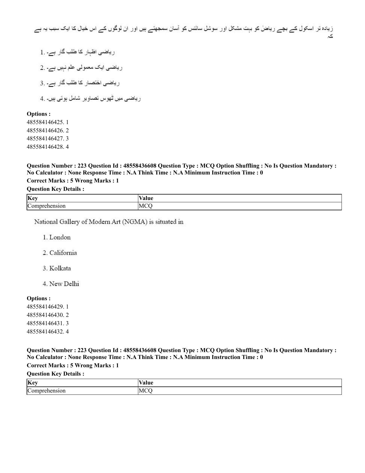 CUET 2023 English Urdu Shift 3 Question Papers - 22 June 2023 - Page 271