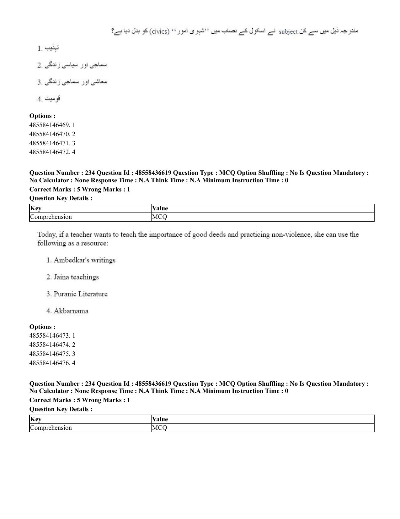 CUET 2023 English Urdu Shift 3 Question Papers - 22 June 2023 - Page 282