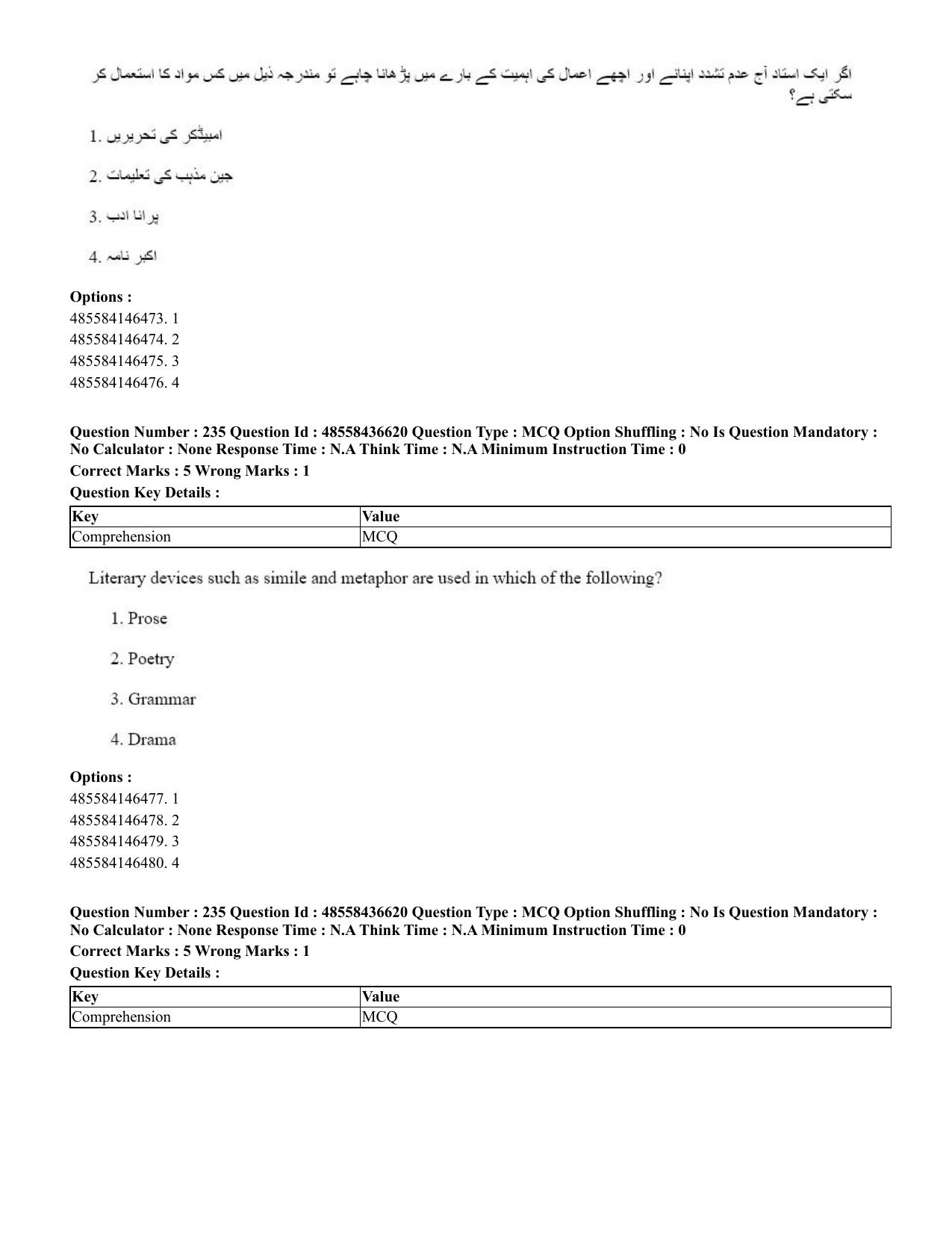 CUET 2023 English Urdu Shift 3 Question Papers - 22 June 2023 - Page 283