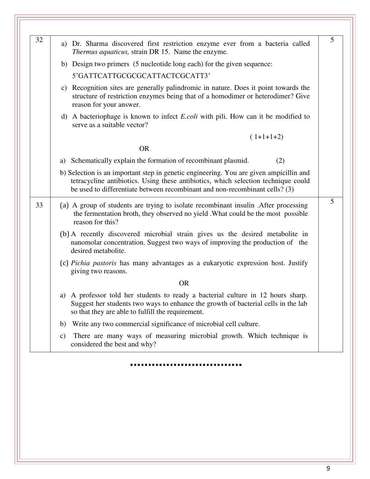 CBSE Class 12 Biotechnology Sample Paper 2023 - Page 9