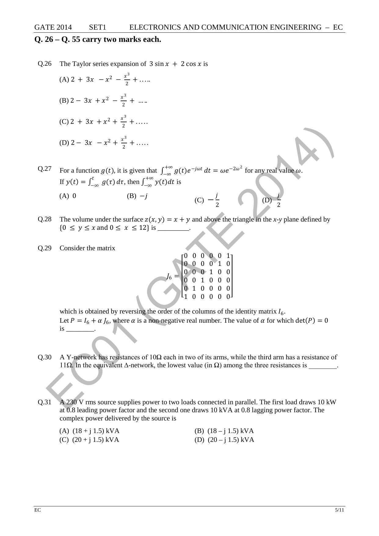 GATE 2014 Electronics and Communication Engineering (EC) Question Paper with Answer Key - Page 12