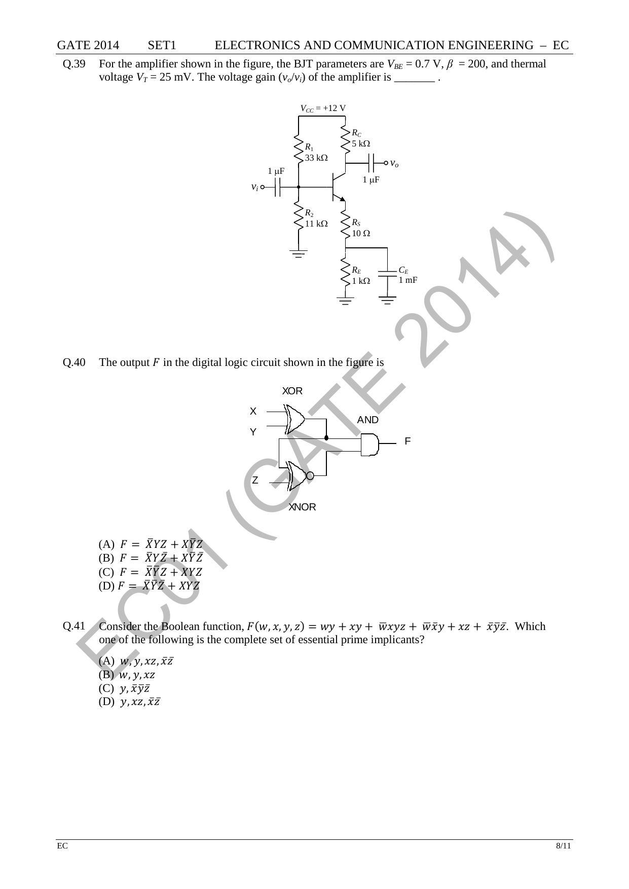 GATE 2014 Electronics and Communication Engineering (EC) Question Paper with Answer Key - Page 15