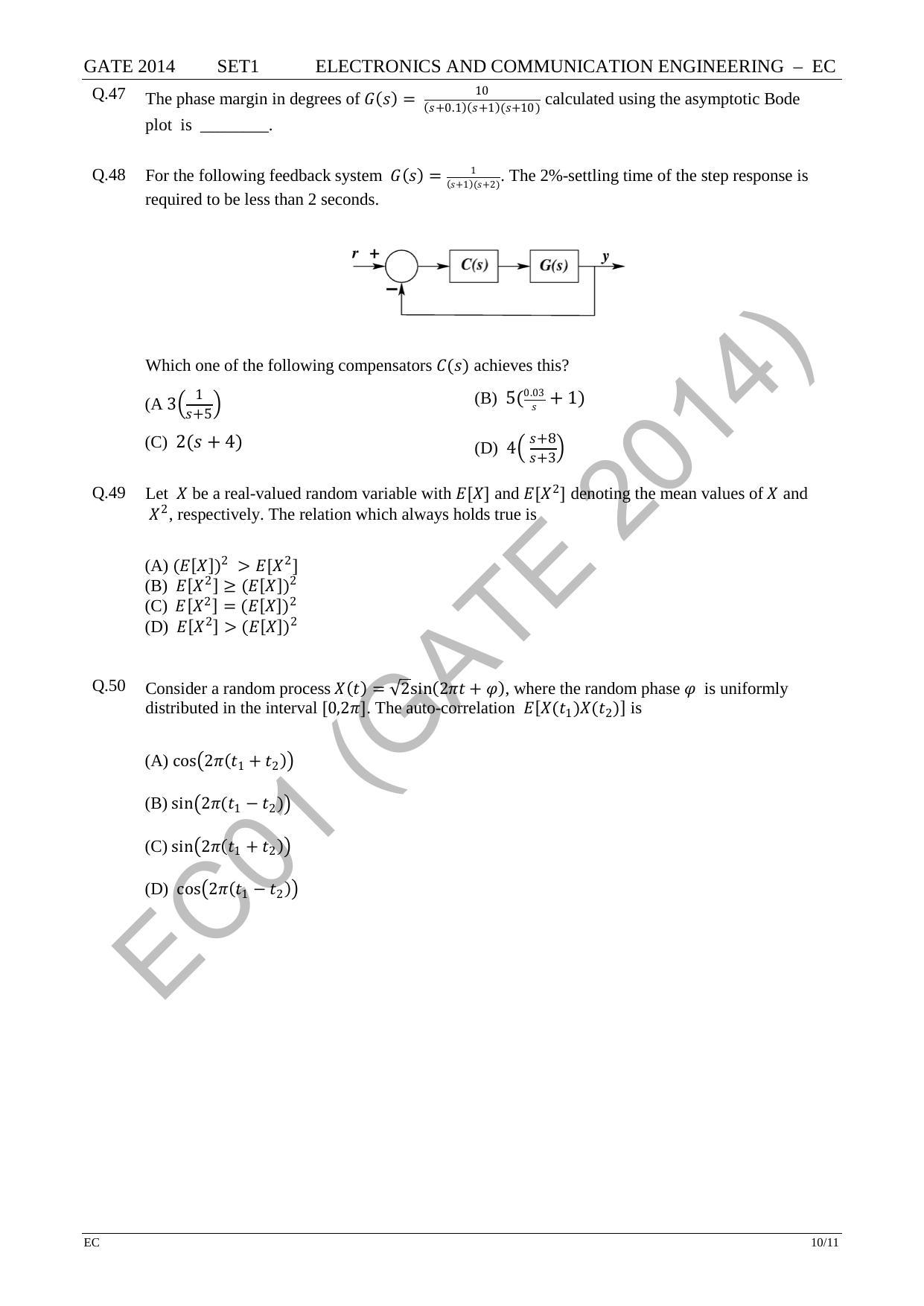 GATE 2014 Electronics and Communication Engineering (EC) Question Paper with Answer Key - Page 17