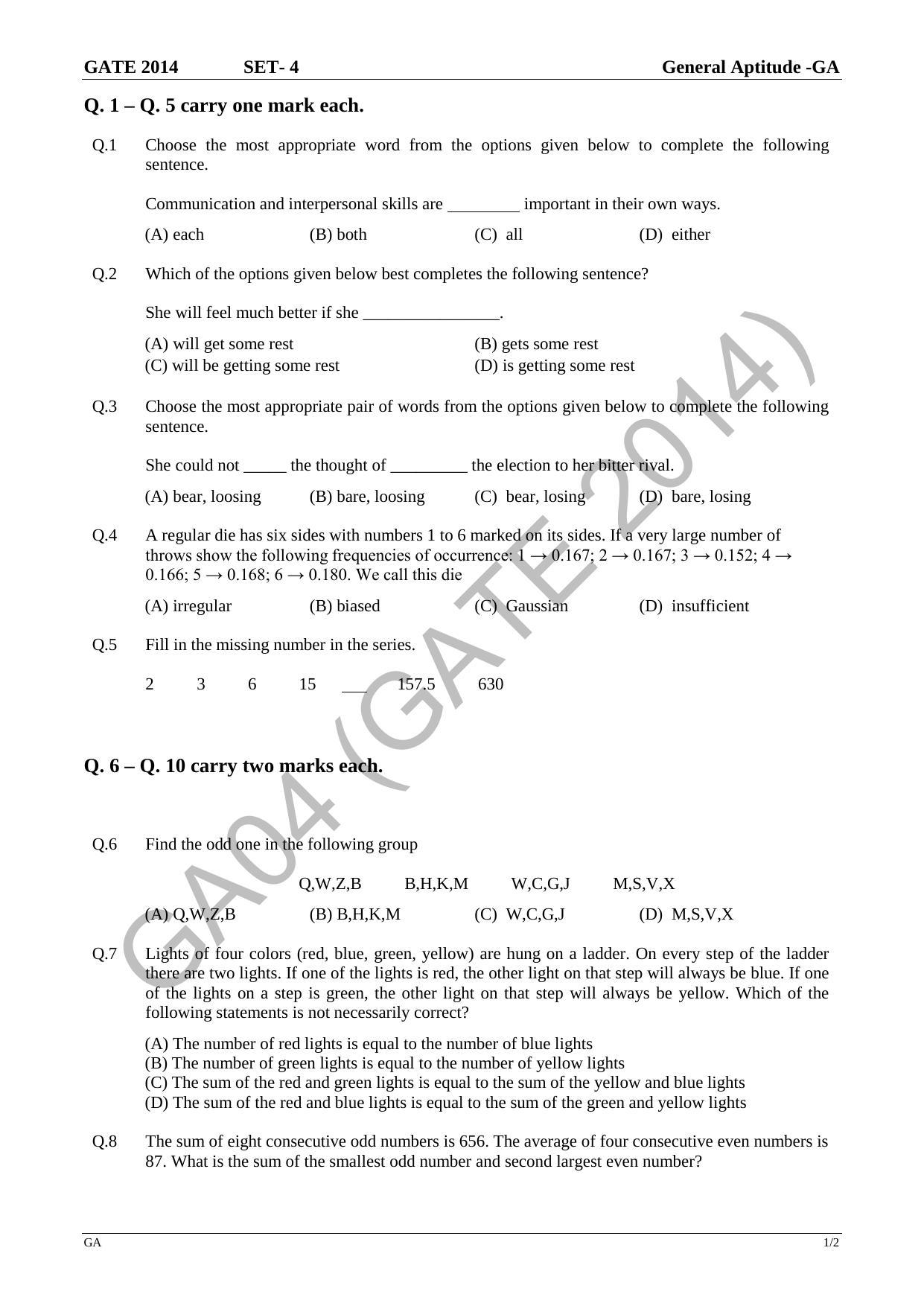 GATE 2014 Electronics and Communication Engineering (EC) Question Paper with Answer Key - Page 25