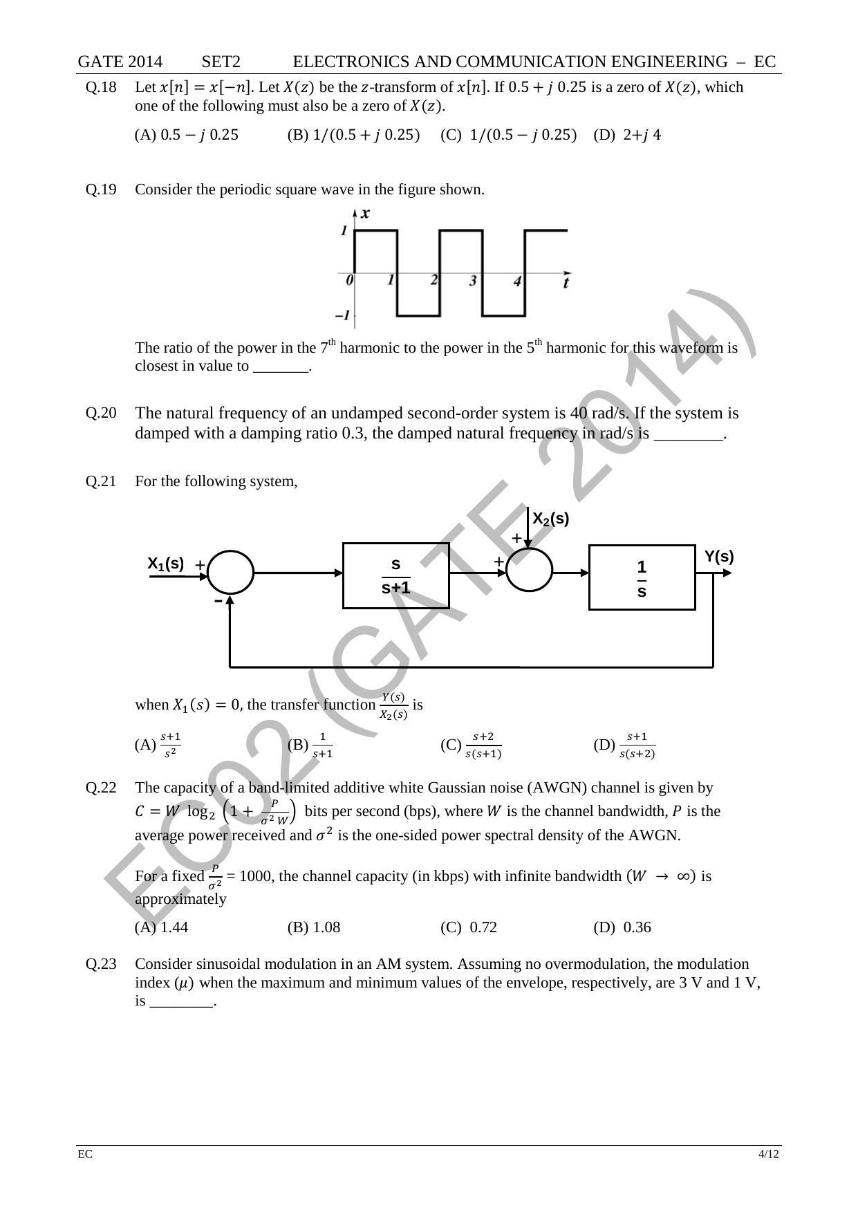 GATE 2014 Electronics and Communication Engineering (EC) Question Paper with Answer Key - Page 30