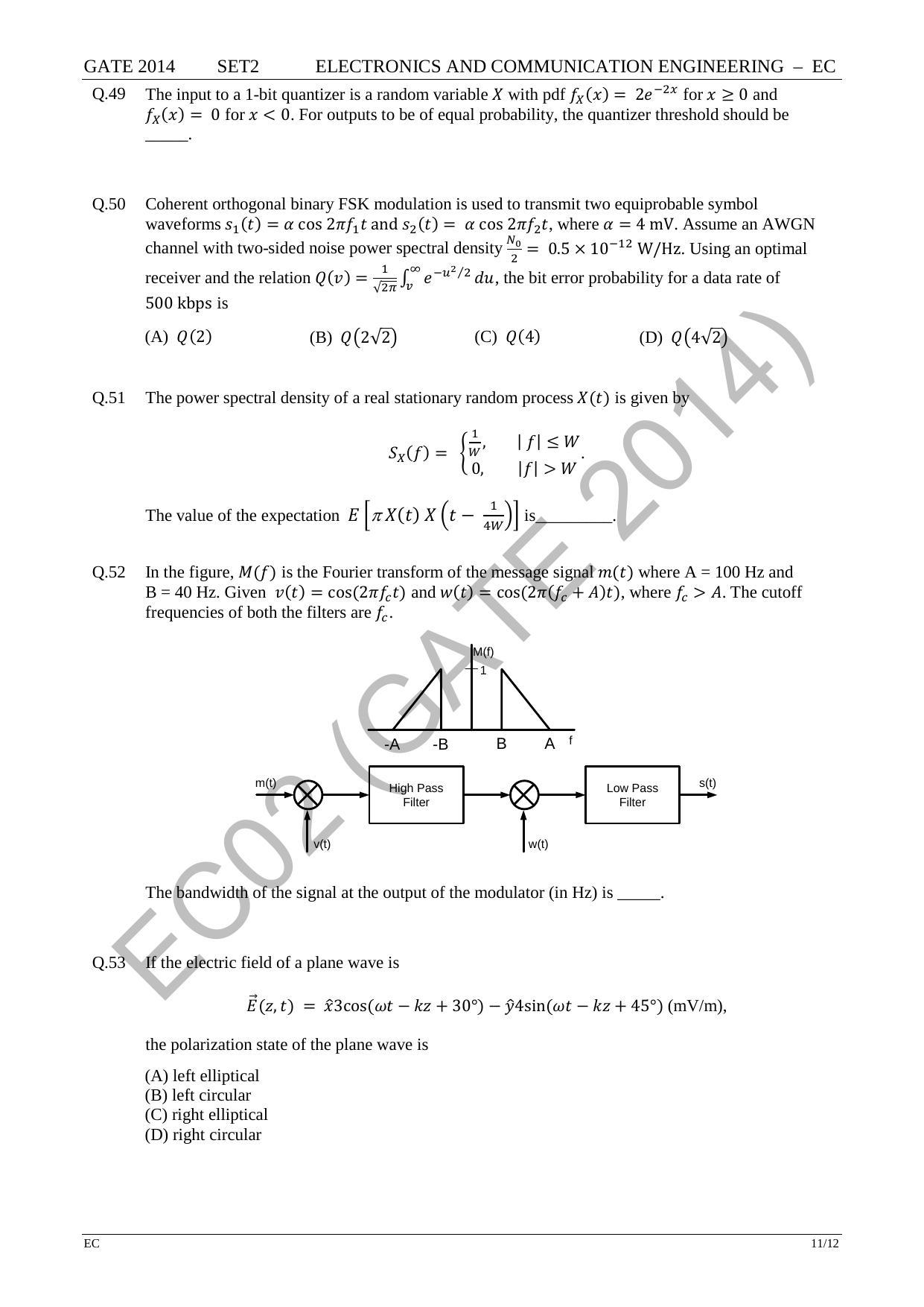GATE 2014 Electronics and Communication Engineering (EC) Question Paper with Answer Key - Page 37