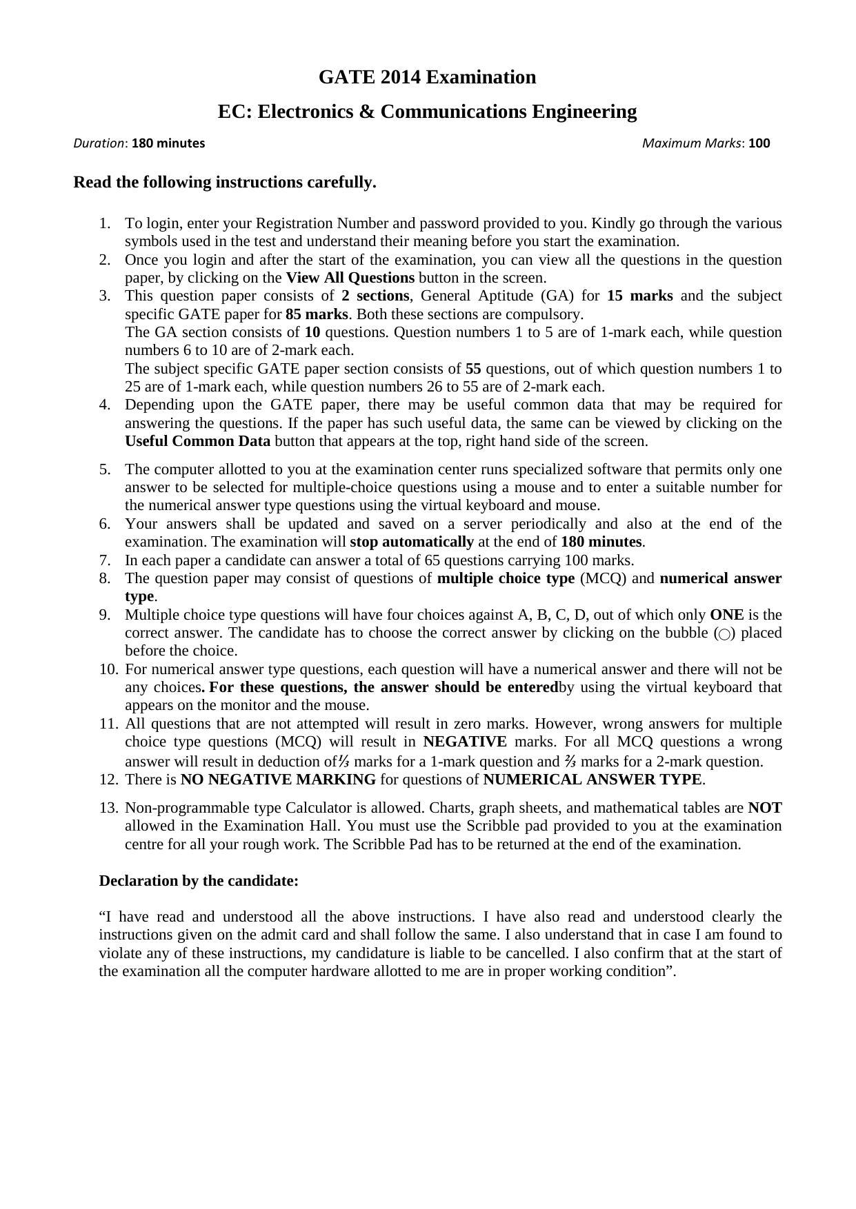 GATE 2014 Electronics and Communication Engineering (EC) Question Paper with Answer Key - Page 44